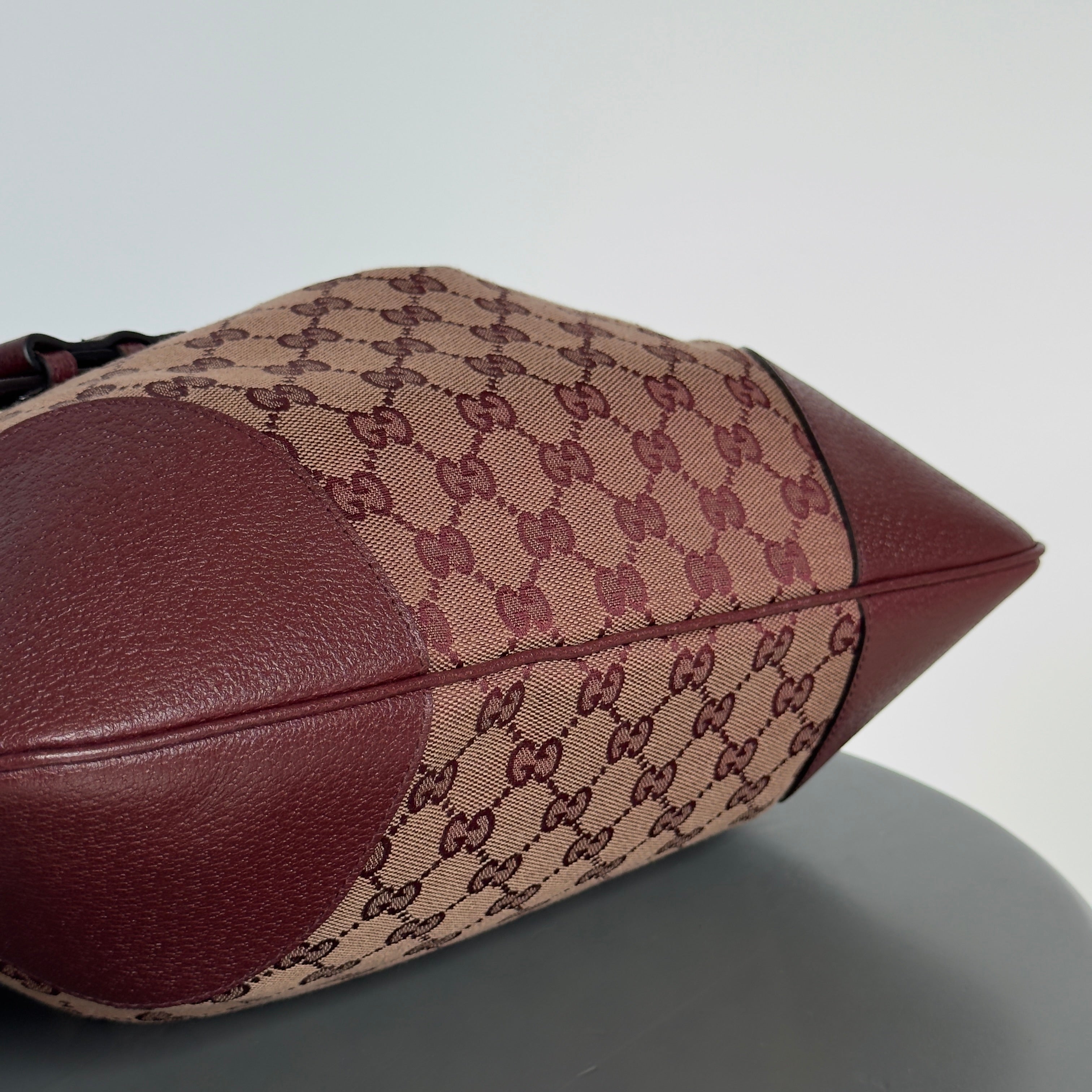 Gucci Horsebit 1955 Maroon Canvas Shoulder Bag - Queen May