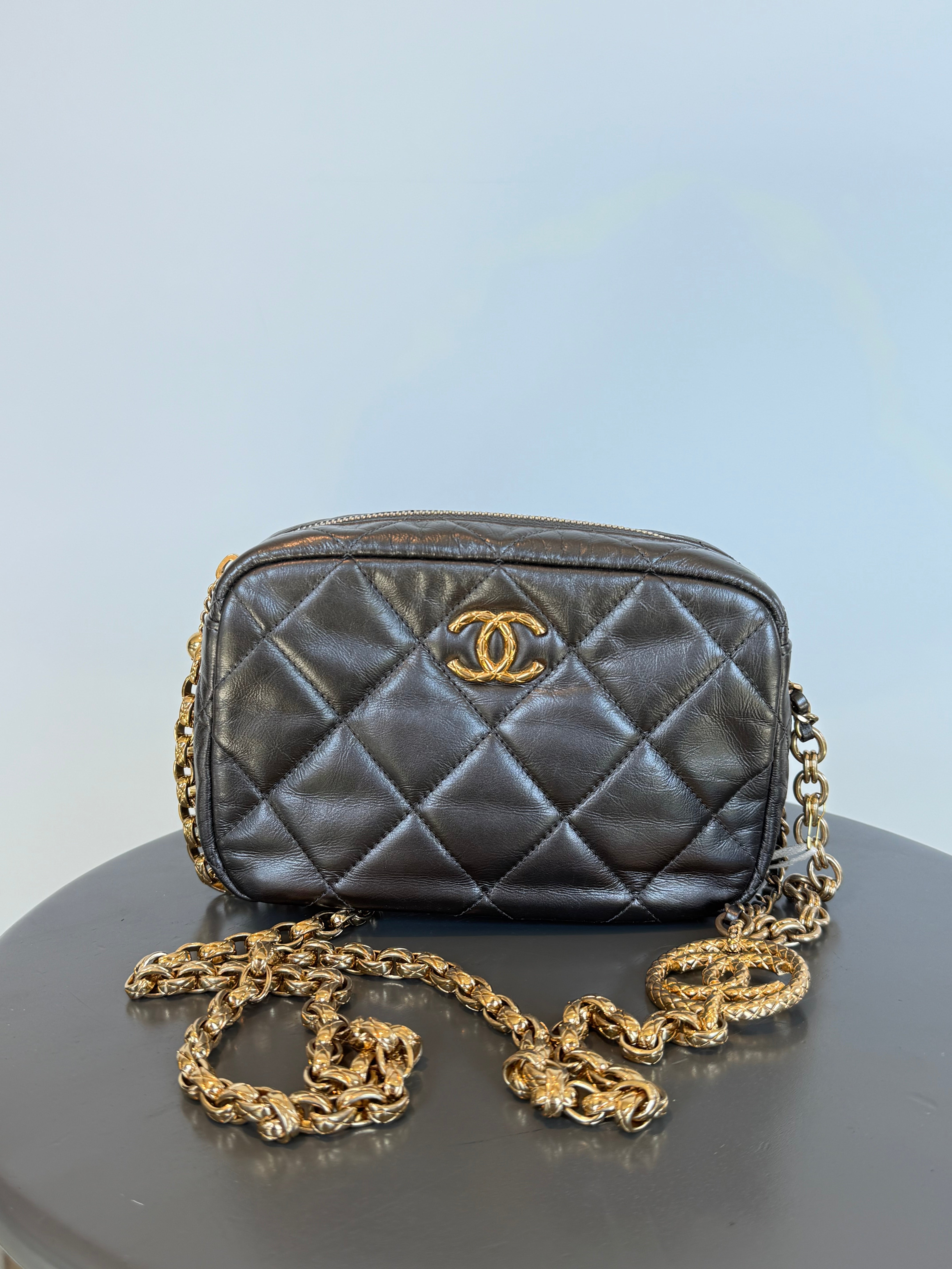 Chanel Pearl Medallion Camera Case Quilted Calfskin Mini - Queen May