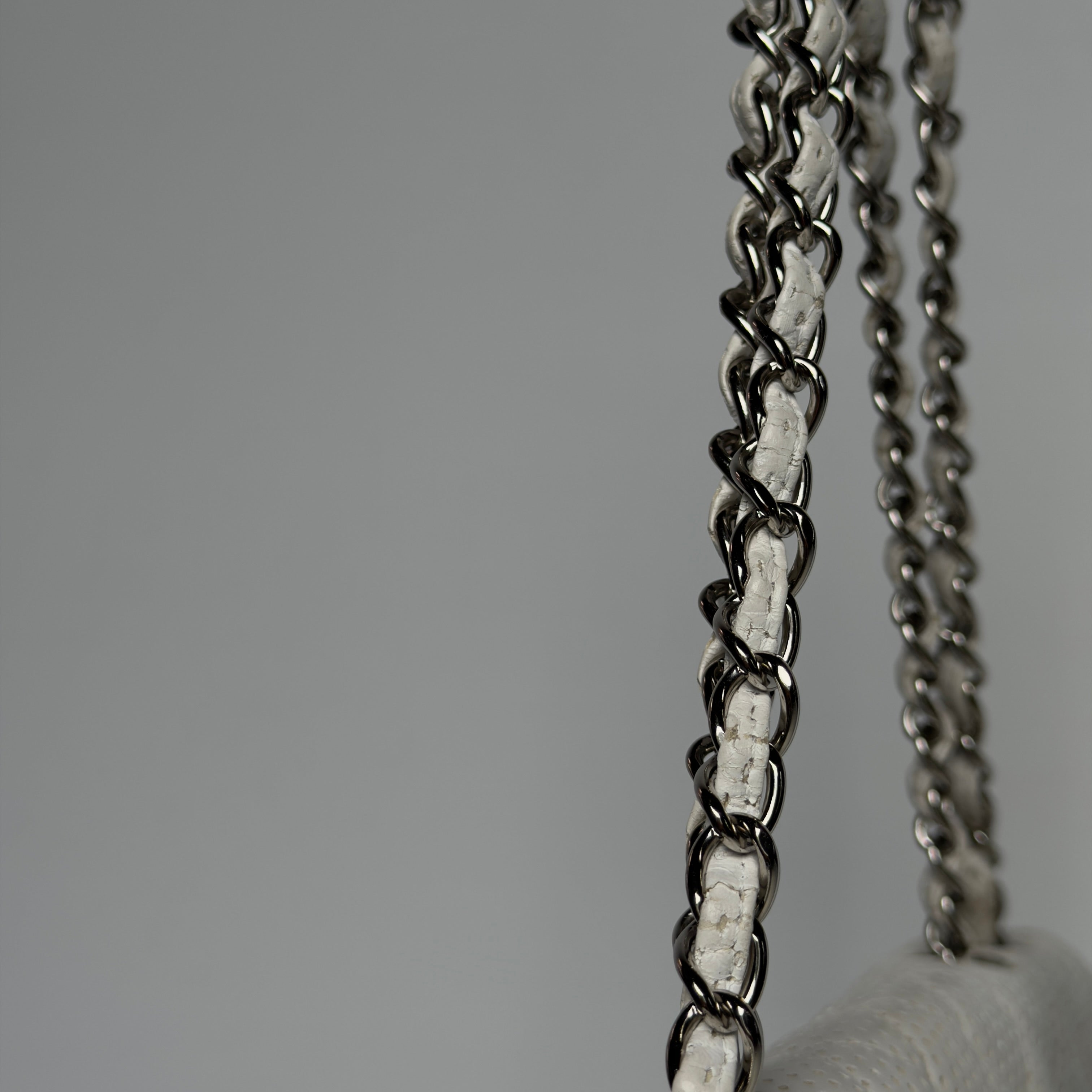 Chanel White Perforated East West Flap Bag