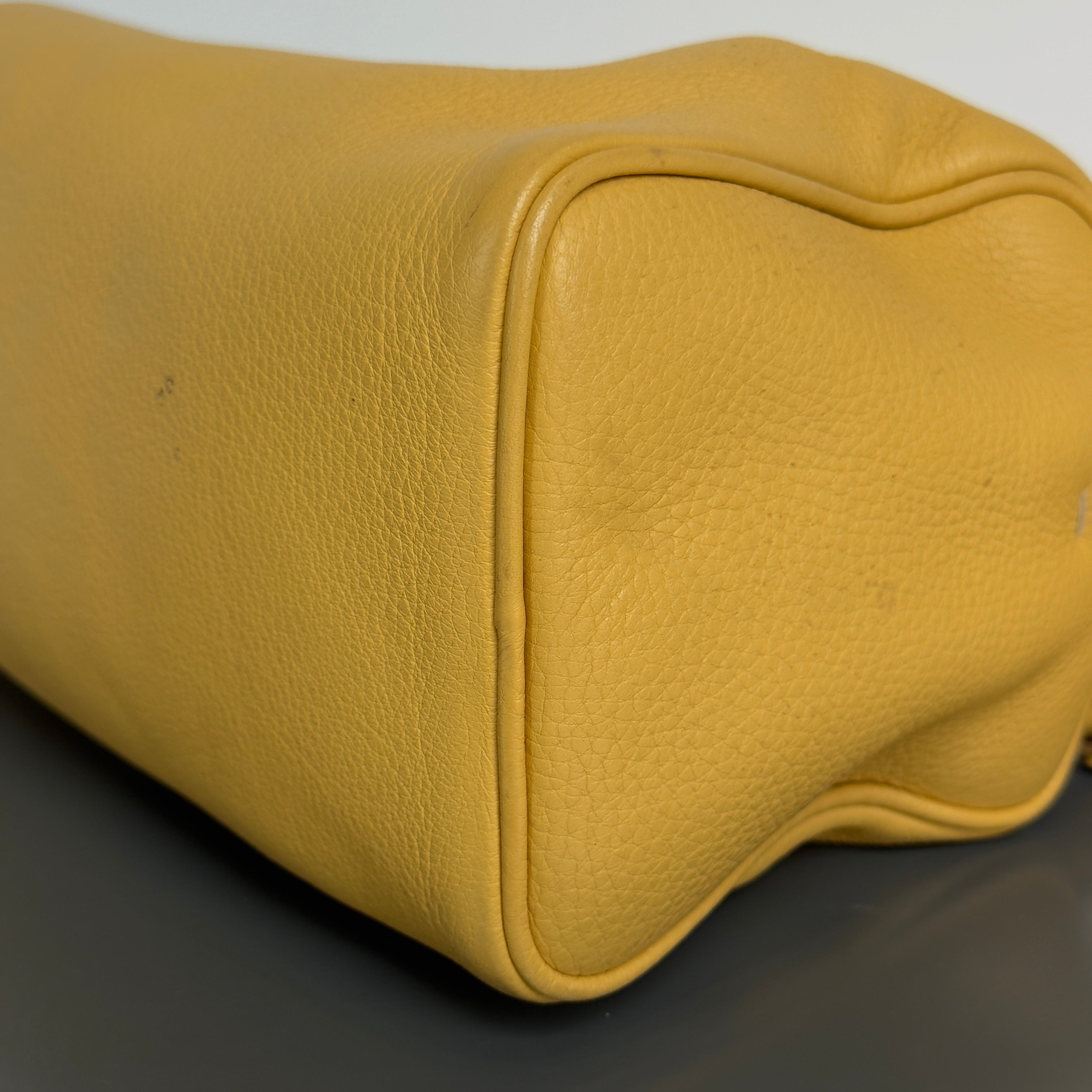 Prada Yellow Pebble Leather Shoulder Bag
