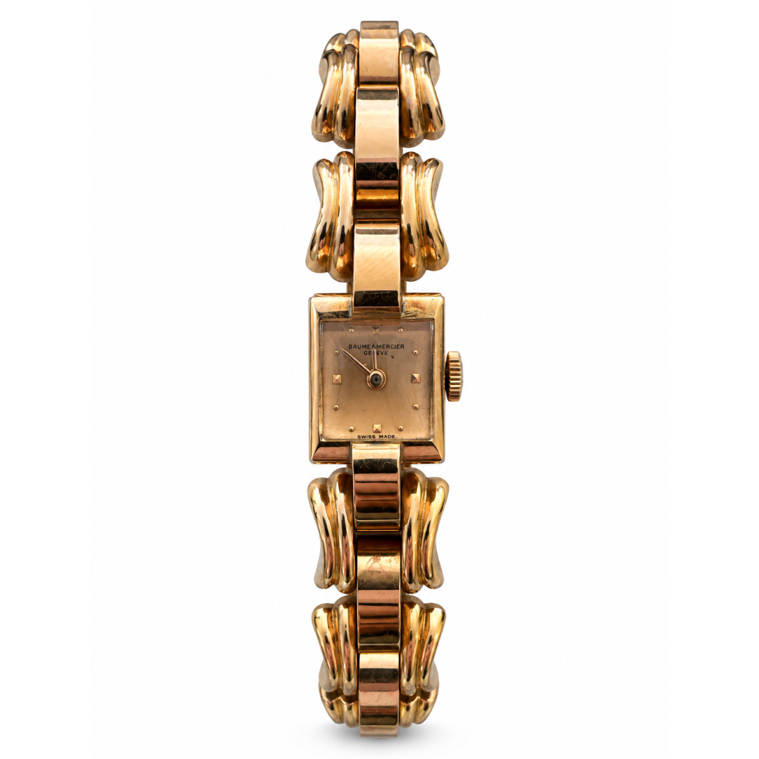 Vintage 18K Yellow Gold Baume and Mercier Link Watch