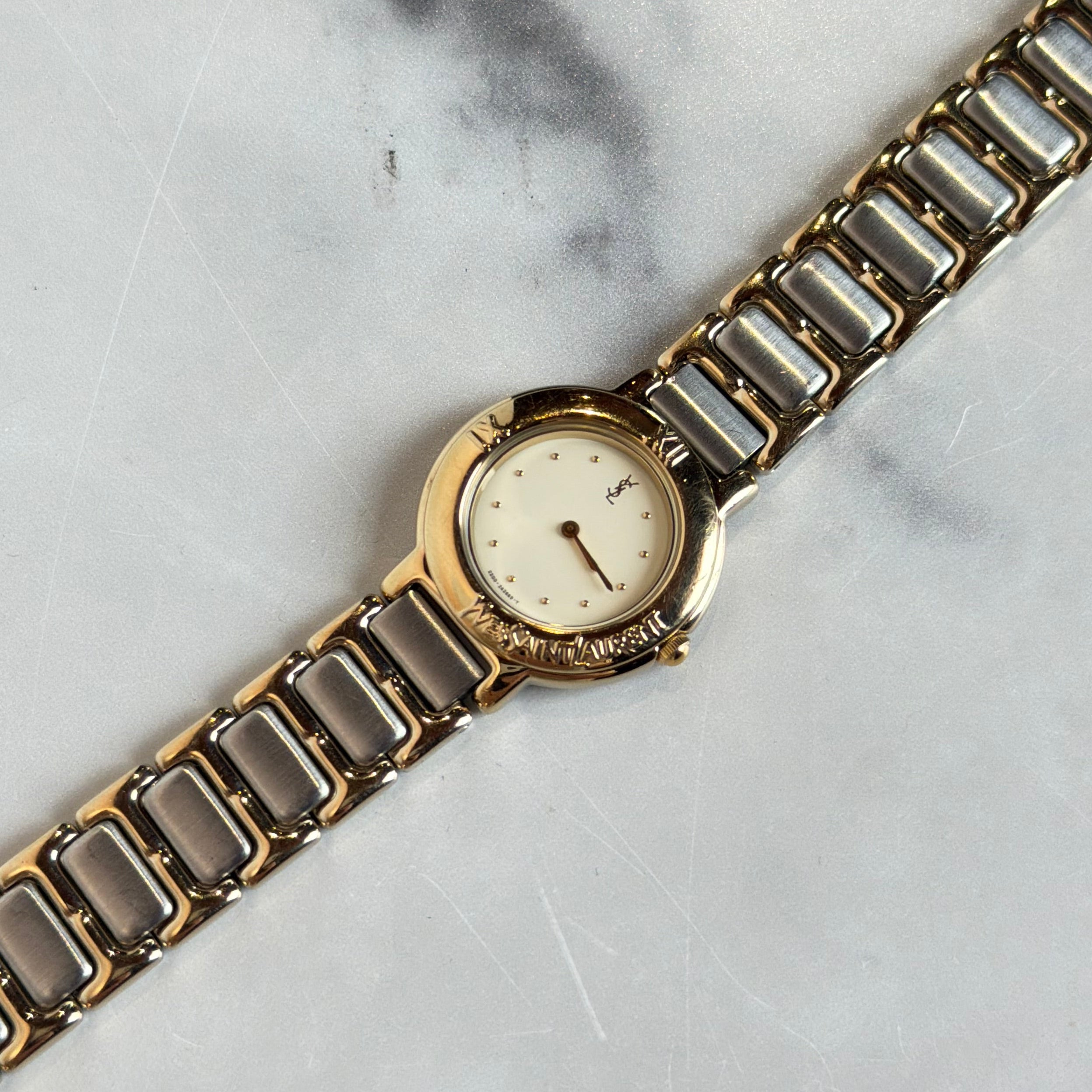 YSL Two Tone Cream Dial Ladies Watch