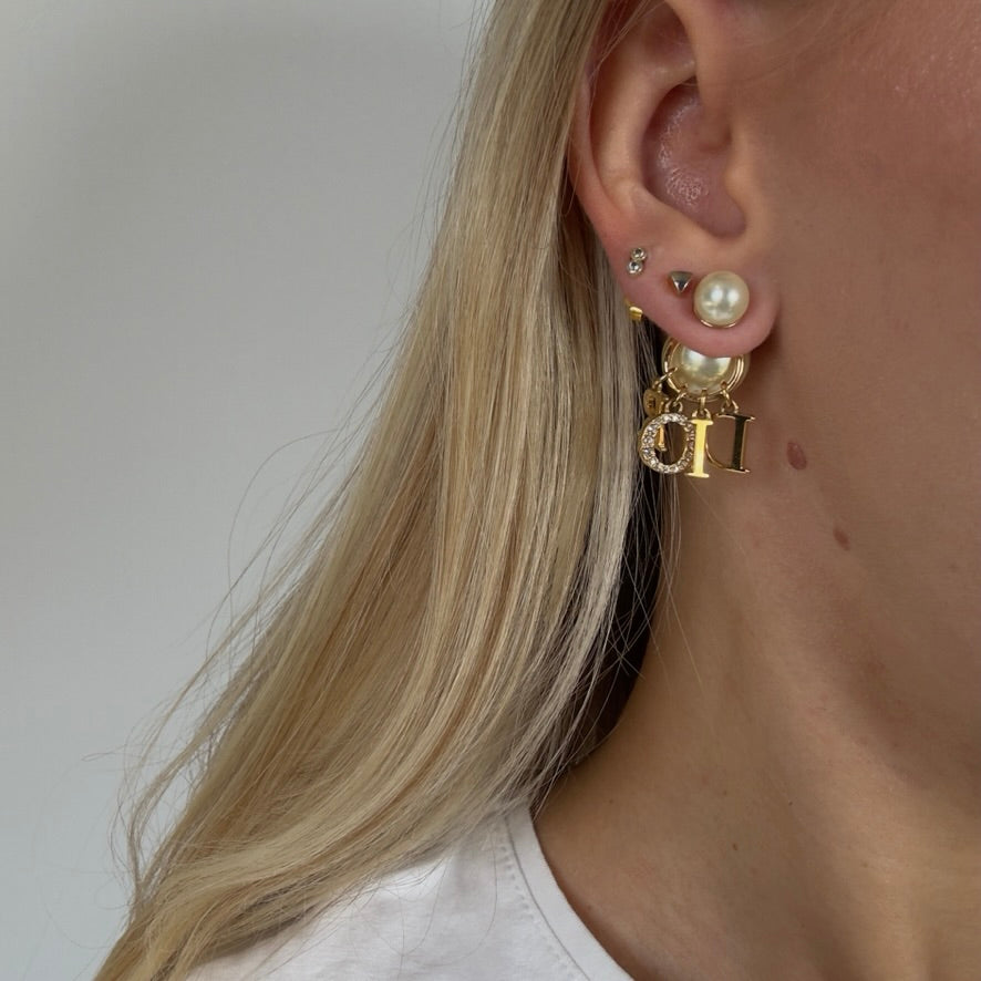 Christian Dior Faux Pearl Crystal Dior Tribales Drop Earrings - Queen May