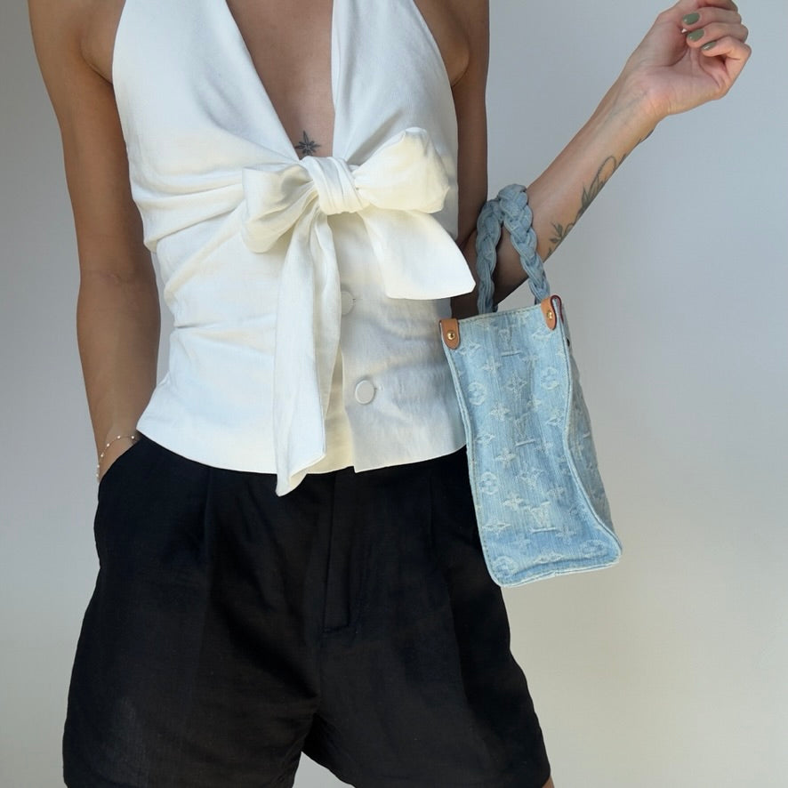 Louis Vuitton Monogram Washed Denim Let Go PM Sky Blue - Queen May