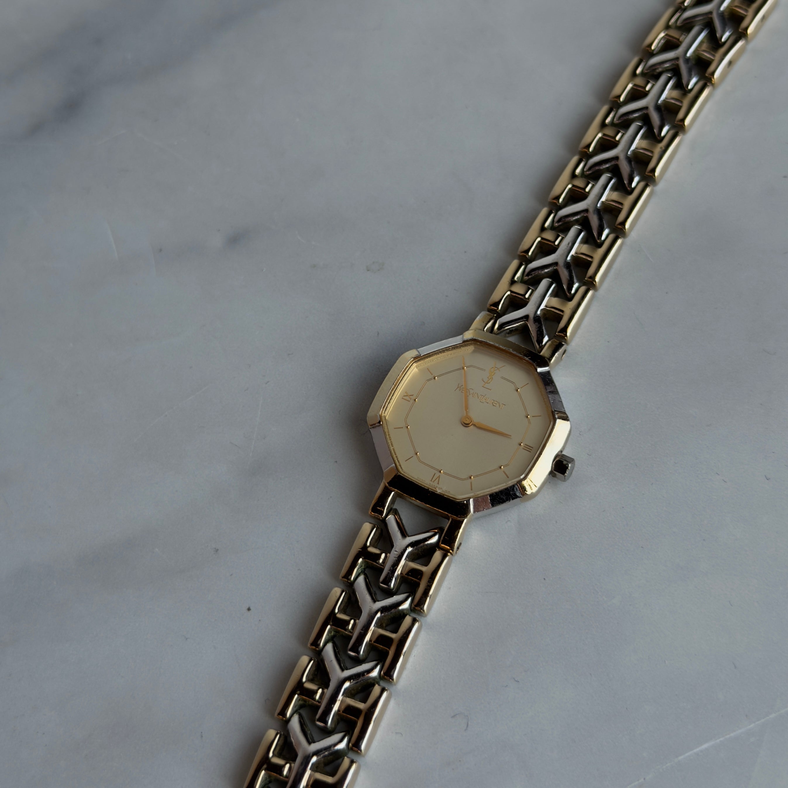 Yves Saint Laurent Octagon Two Tone Watch