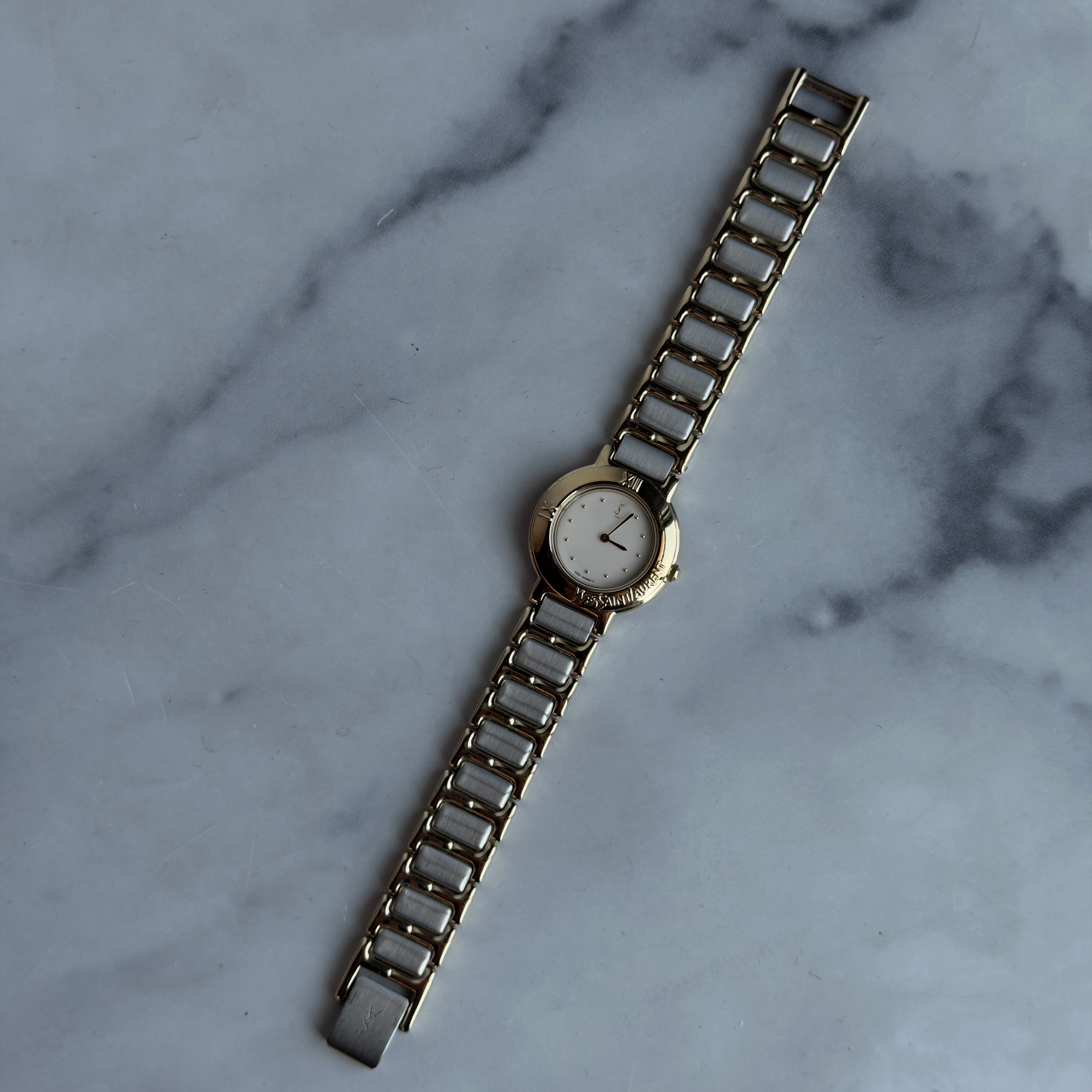 Yves Saint Laurent Two Tone Cream Dial Ladies Watch