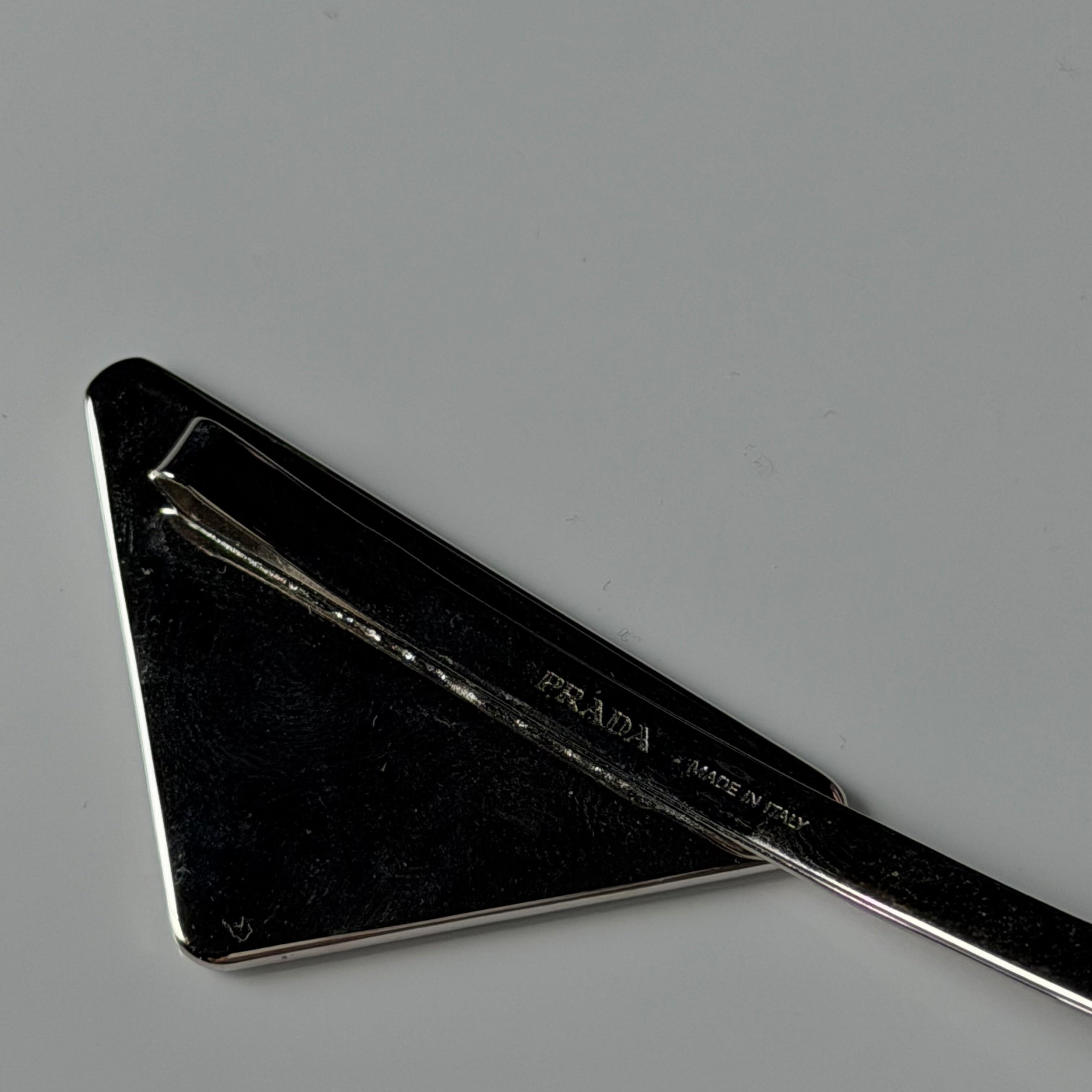 Prada Enamel Triangle Logo Hair Clips