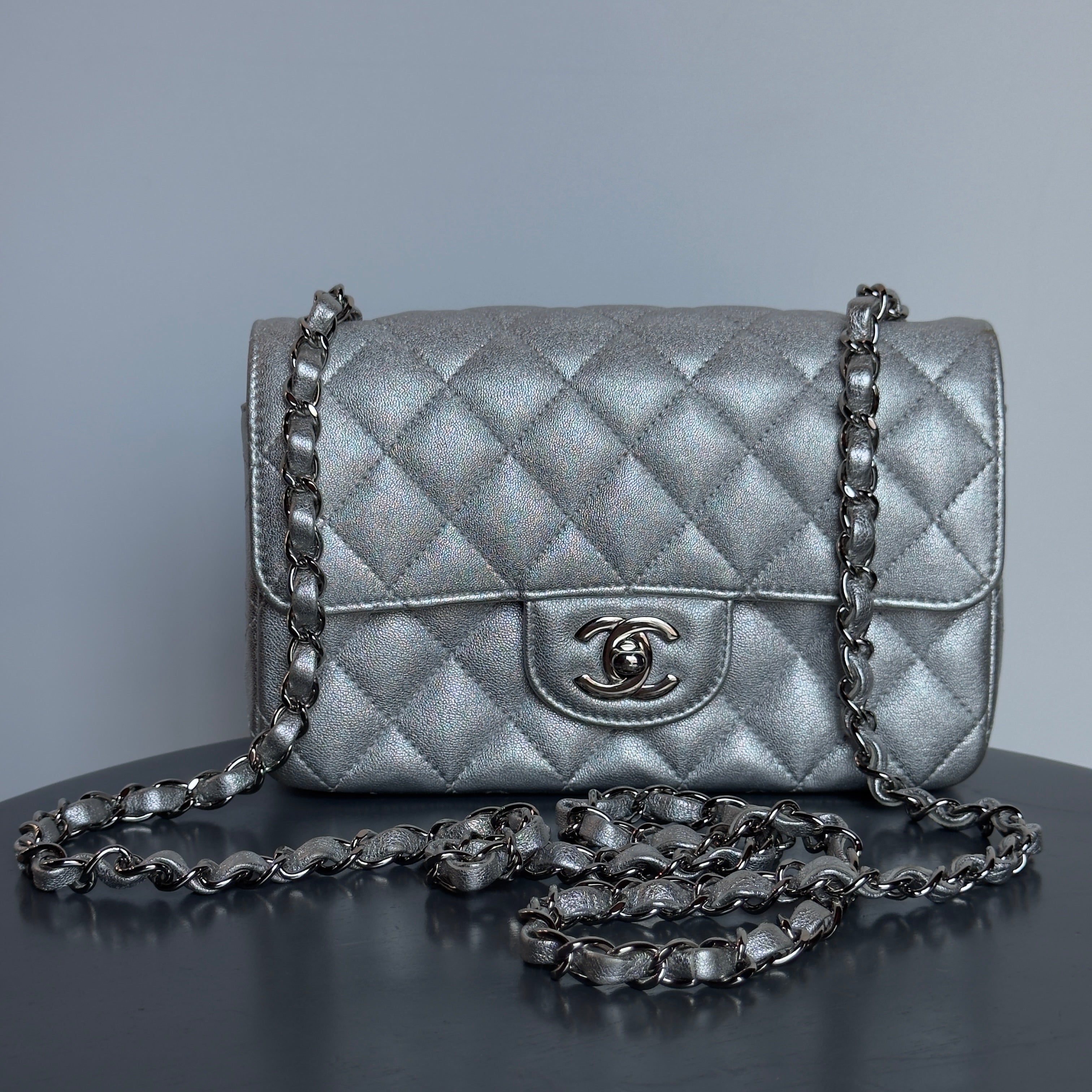 Chanel Metallic Rectangular Flap Silver - Queen May