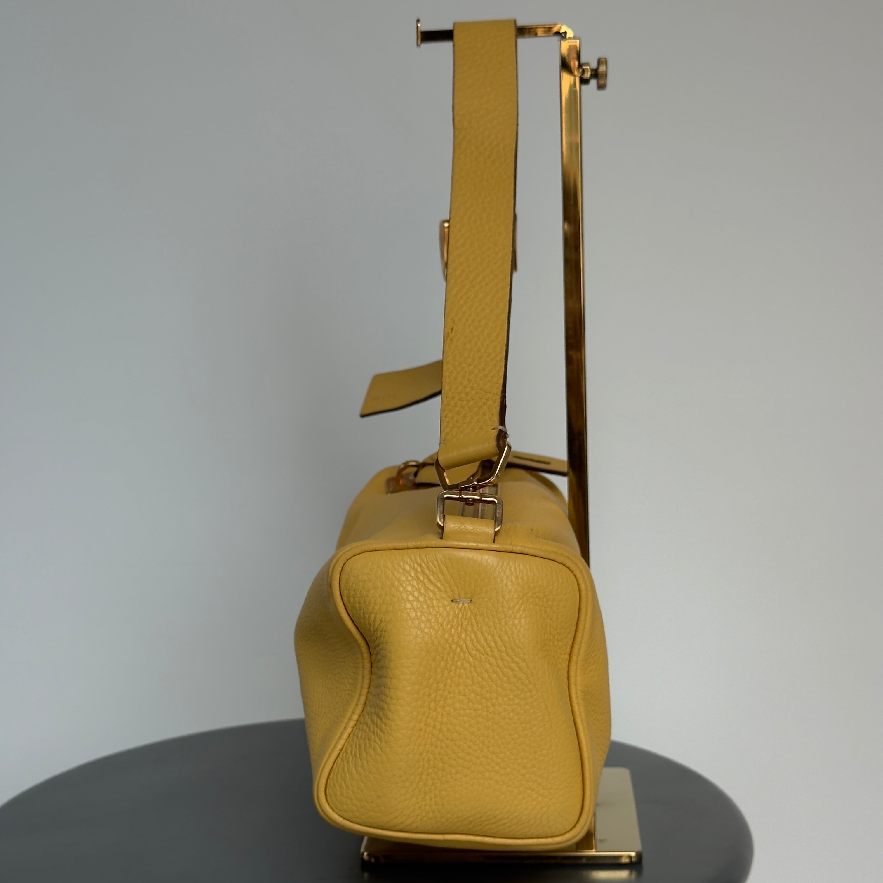 Prada Yellow Pebble Leather Shoulder Bag