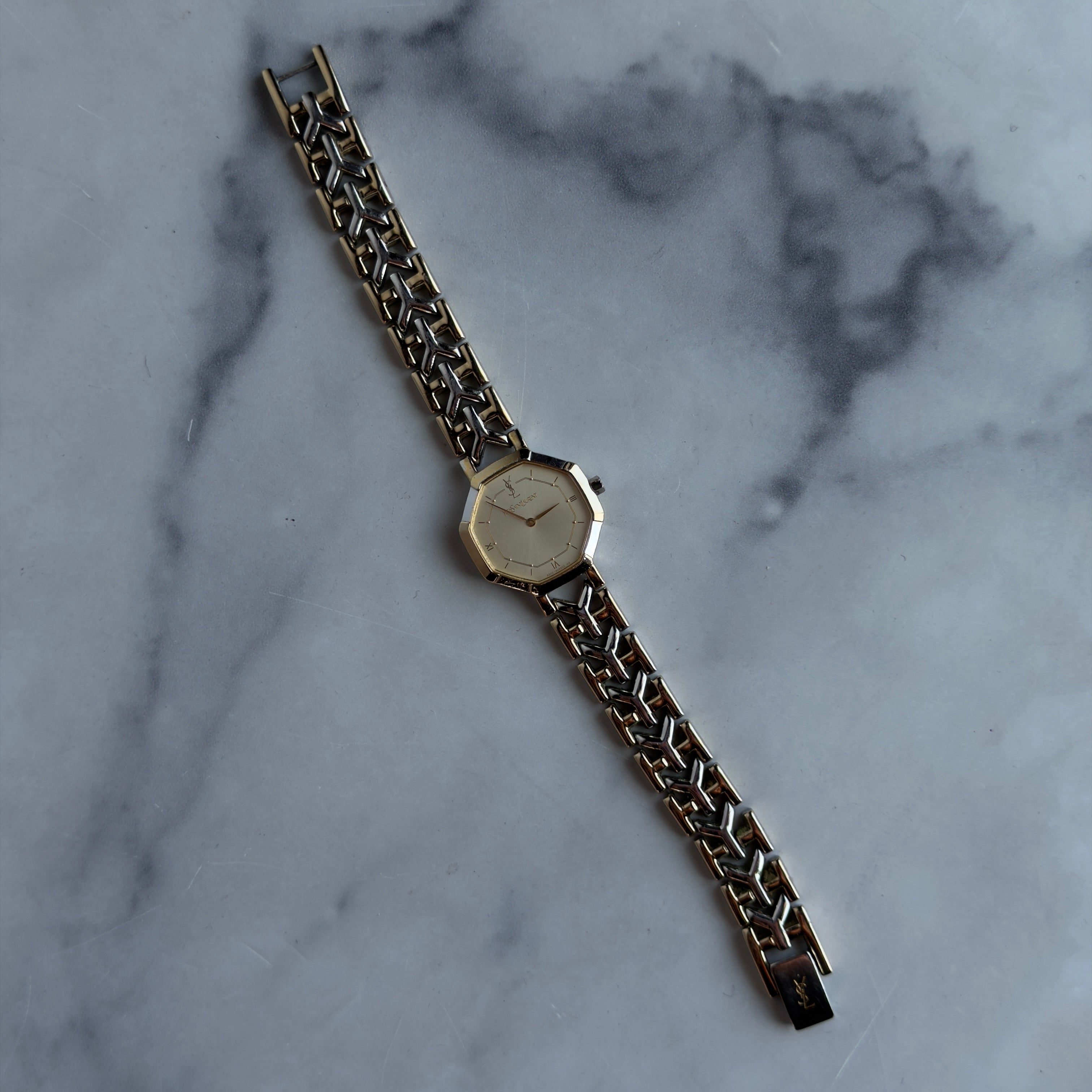 Yves Saint Laurent Octagon Two Tone Watch