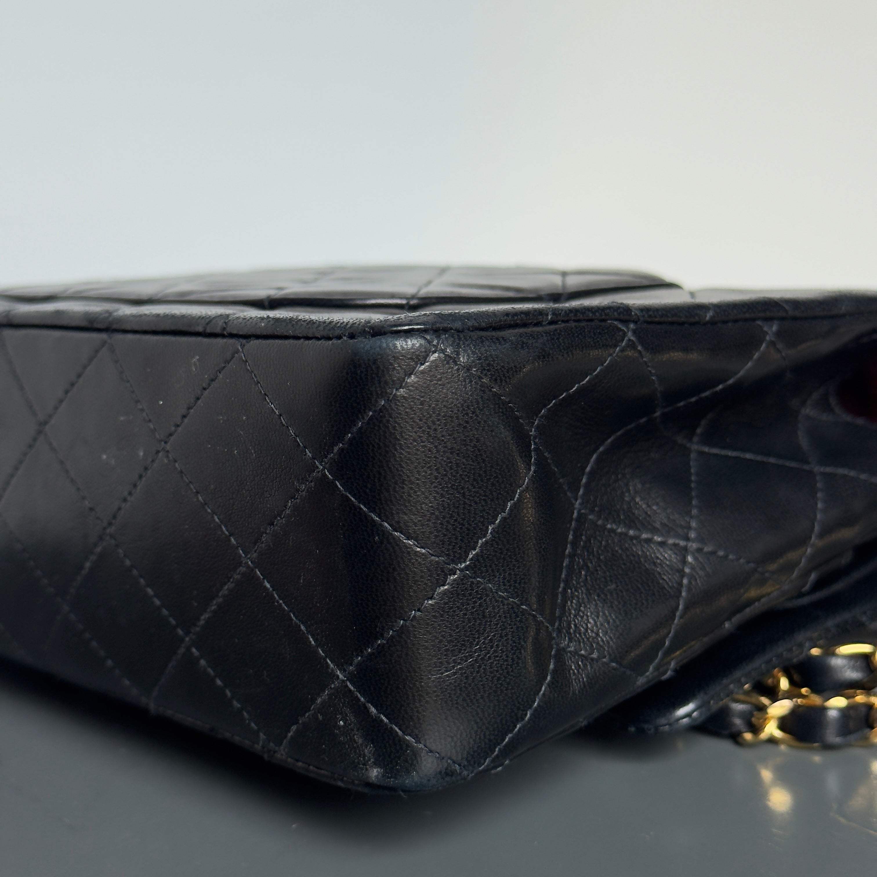 Vintage Chanel Medium Lambskin Double Flap Black - Queen May