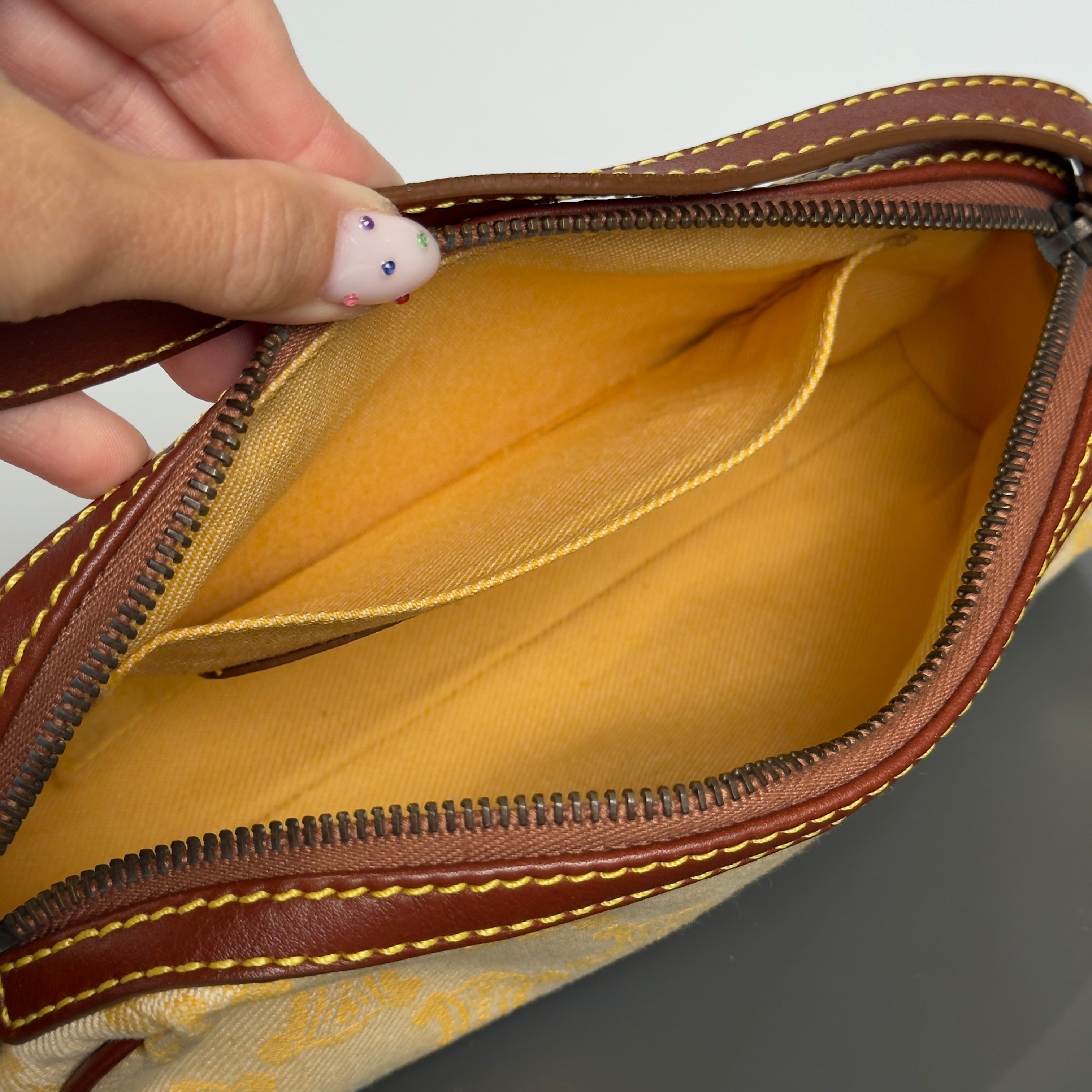 Celine Butter Yellow Sac Main Toile Shoulder Bag
