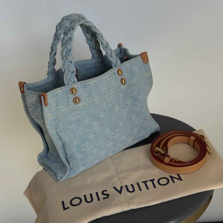 Louis Vuitton Monogram Washed Denim Let Go PM Sky Blue - Queen May