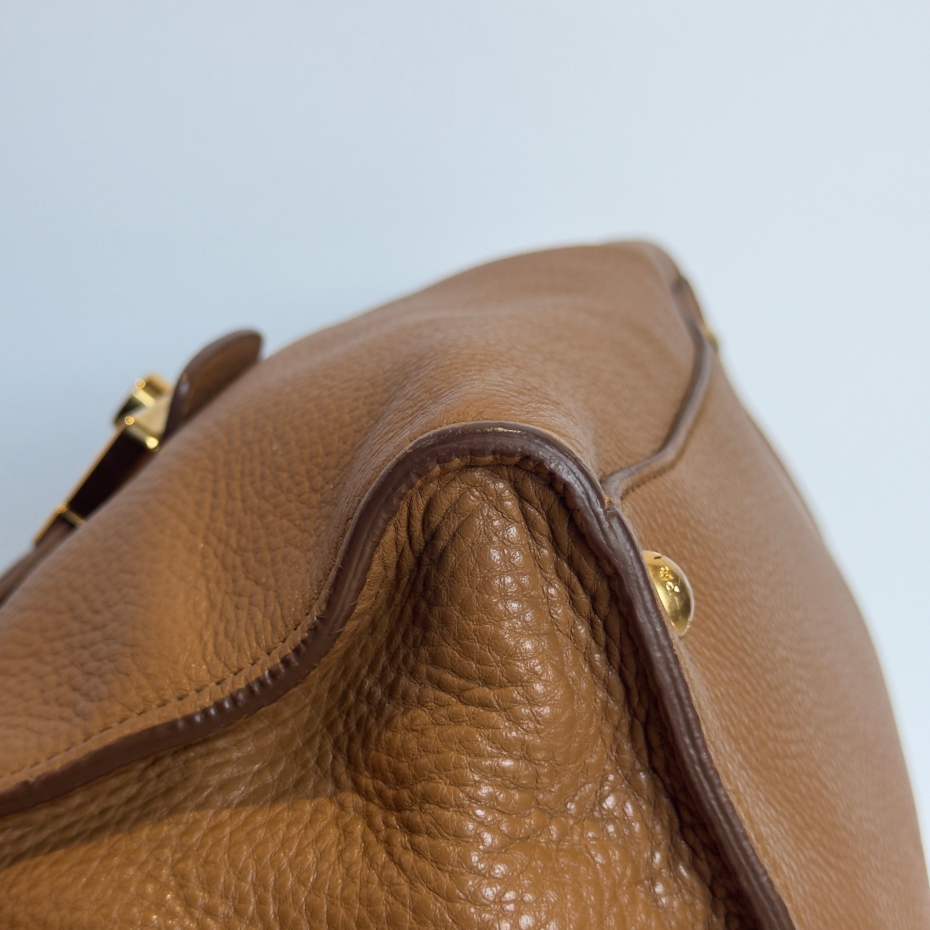 Prada Brown Leather Top Handle Bag