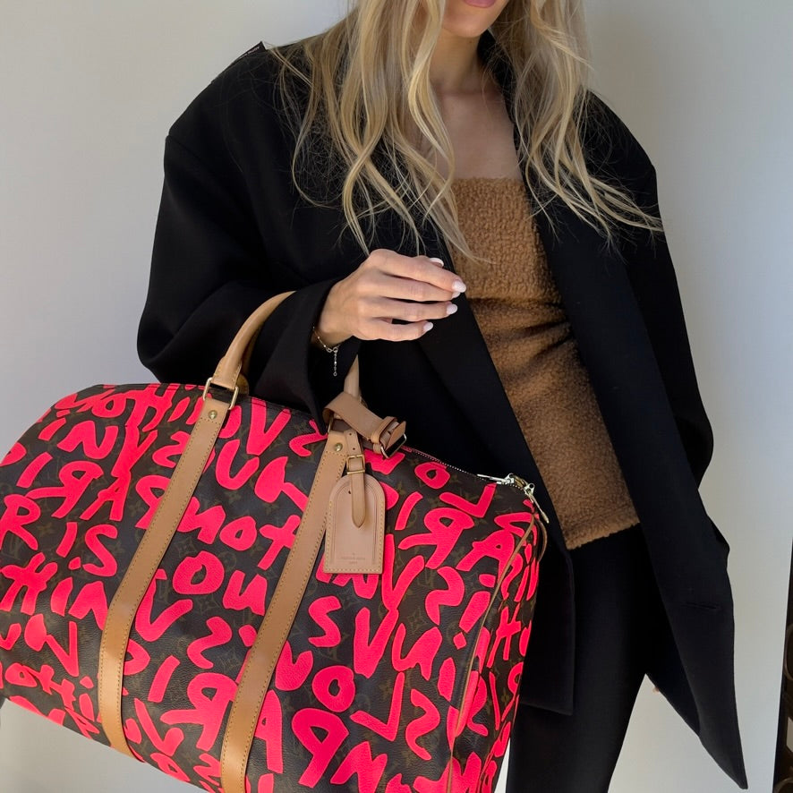 Louis Vuitton Stephen Sprouse Monogram Graffiti Keepall 50 Fuchsia - Queen May