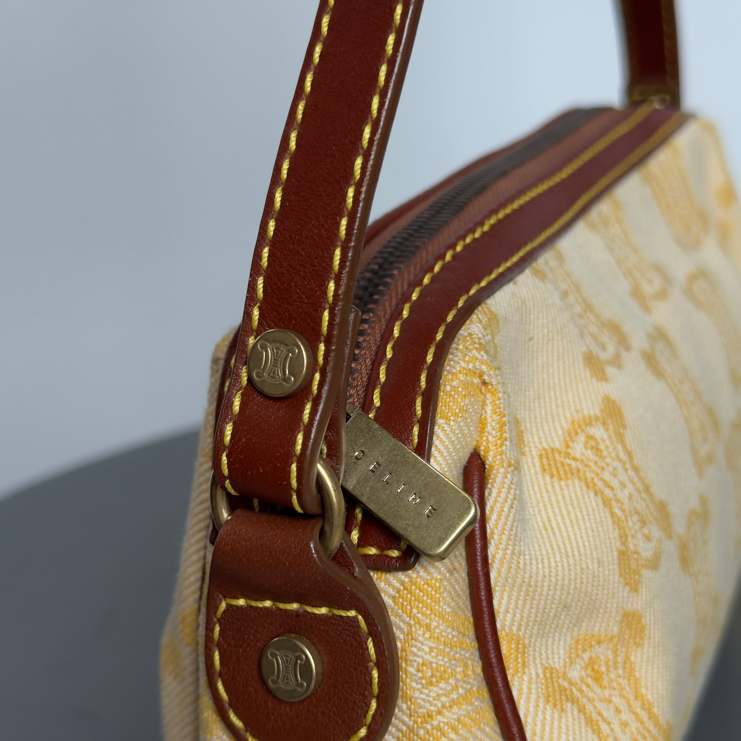Celine Butter Yellow Sac Main Toile Shoulder Bag