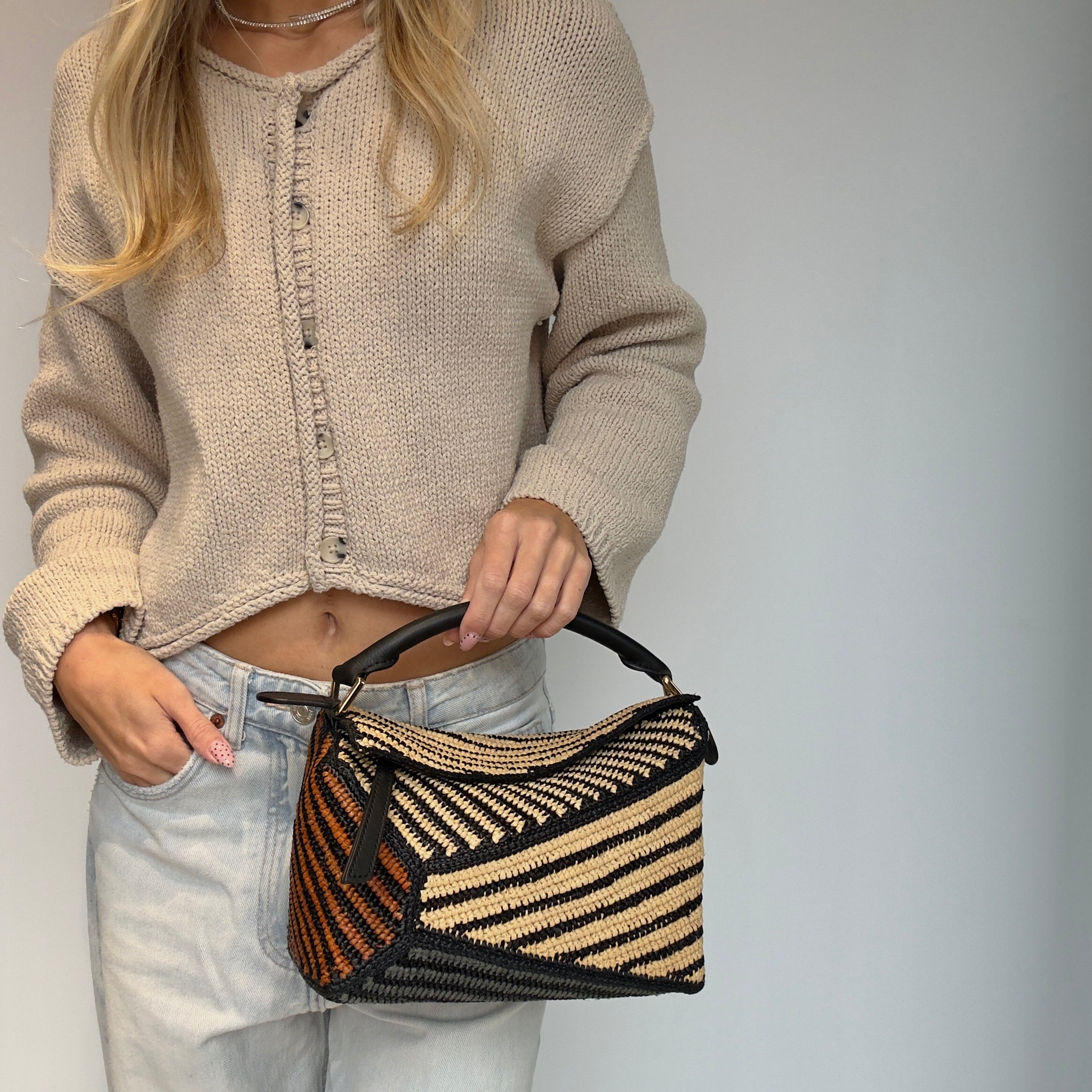 Loewe x Paula's Ibiza Raffia Honey Gold Puzzle Bag Large