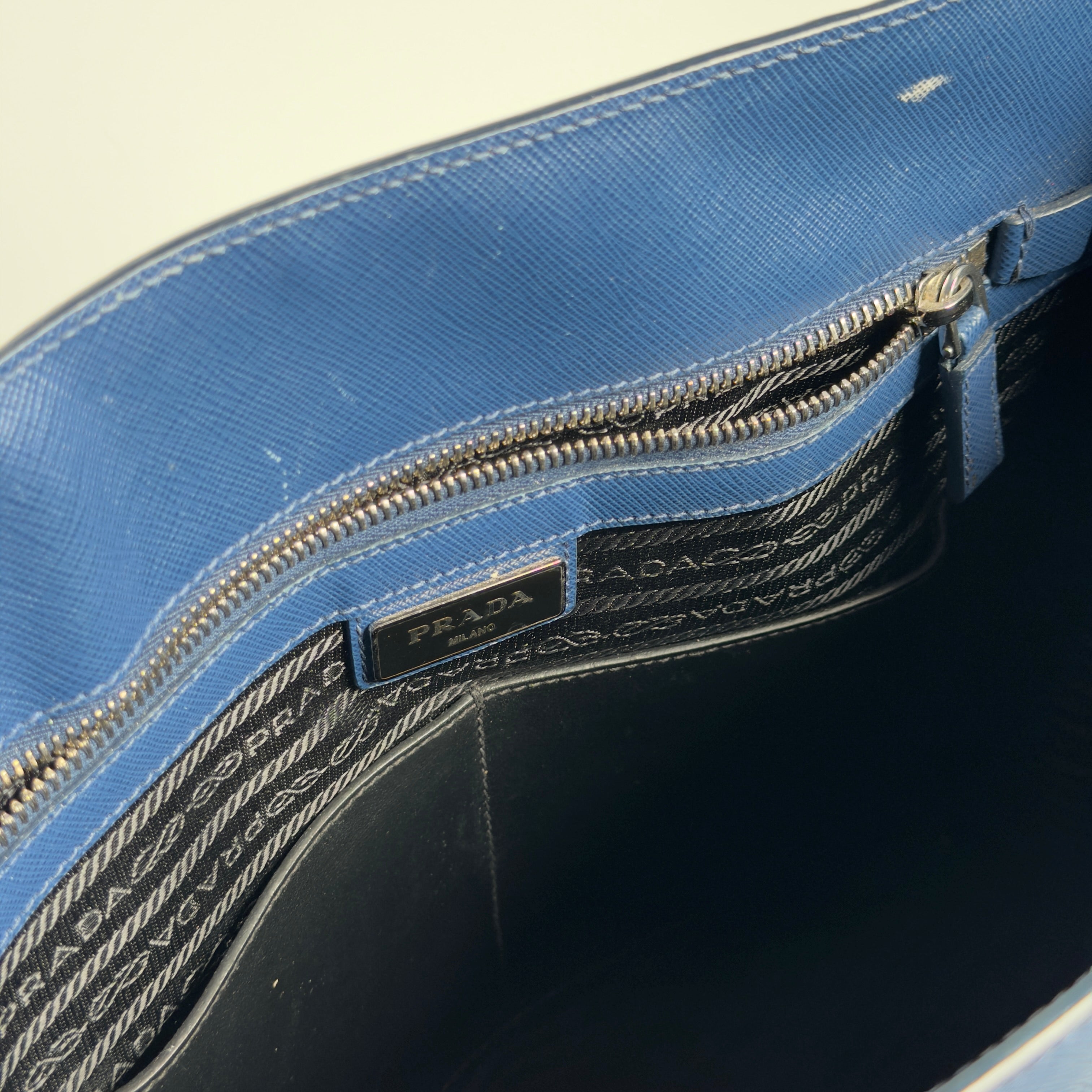Prada Blue Saffiano Leather Tote