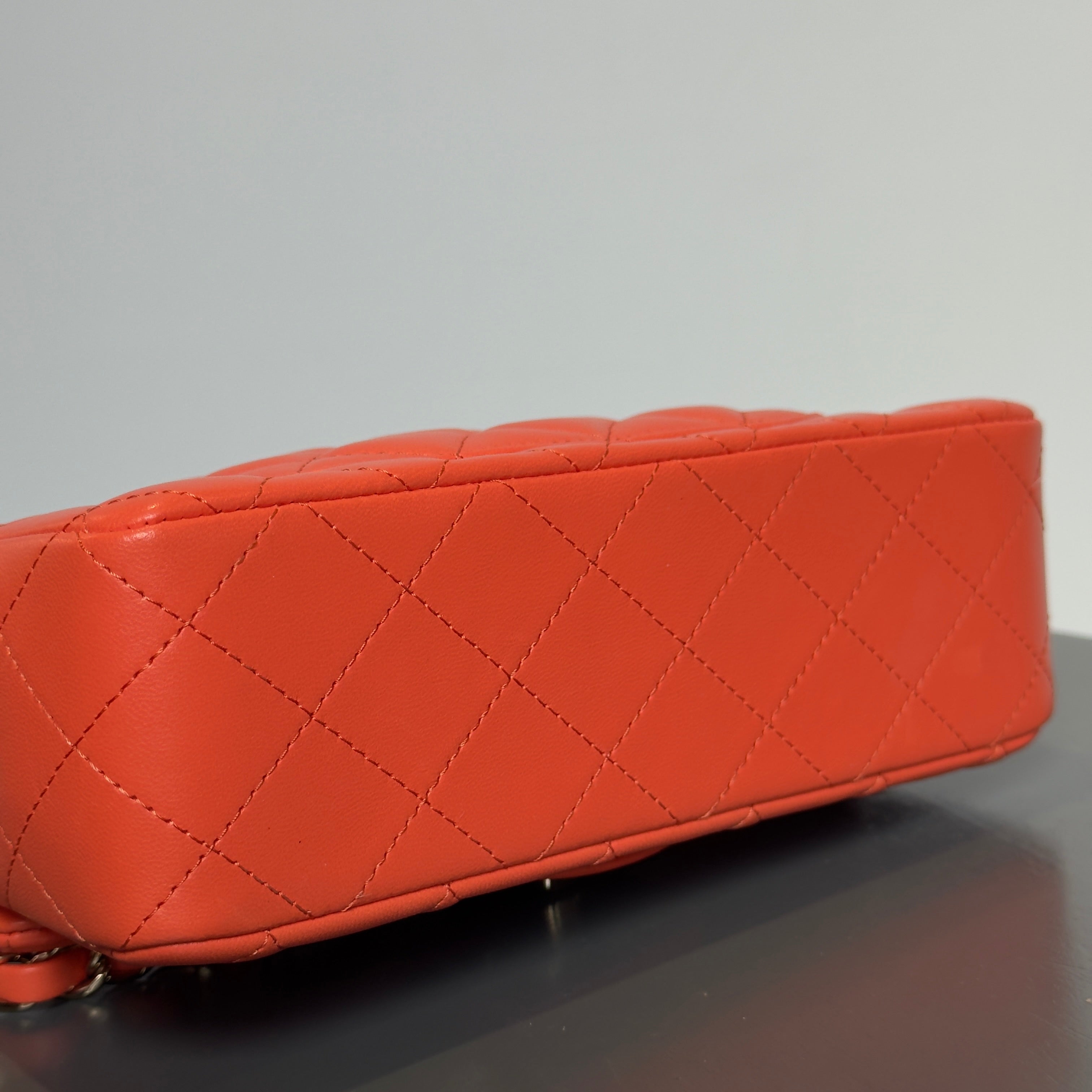 Chanel Quilted Mini Rectangular Flap Bag Lambskin Orange