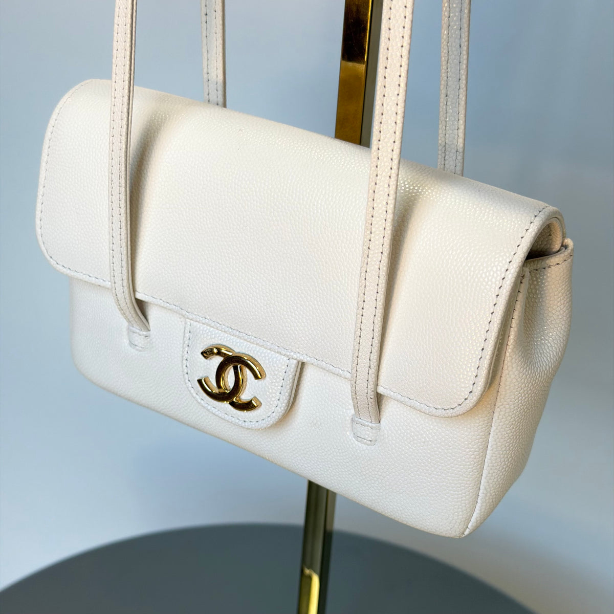 Chanel Mini Preppy Coco White Caviar Leather - Queen May