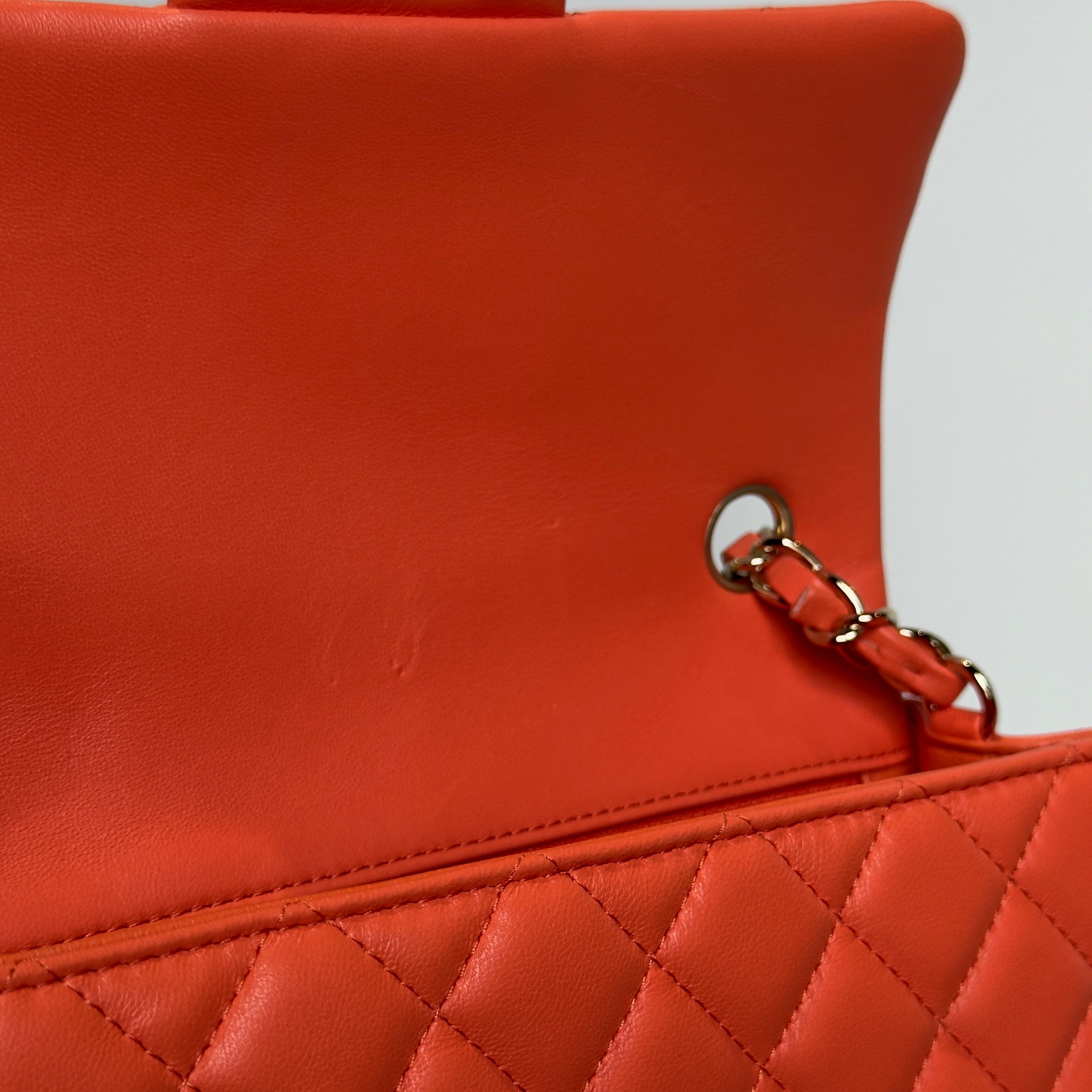 Chanel Quilted Mini Rectangular Flap Bag Lambskin Orange
