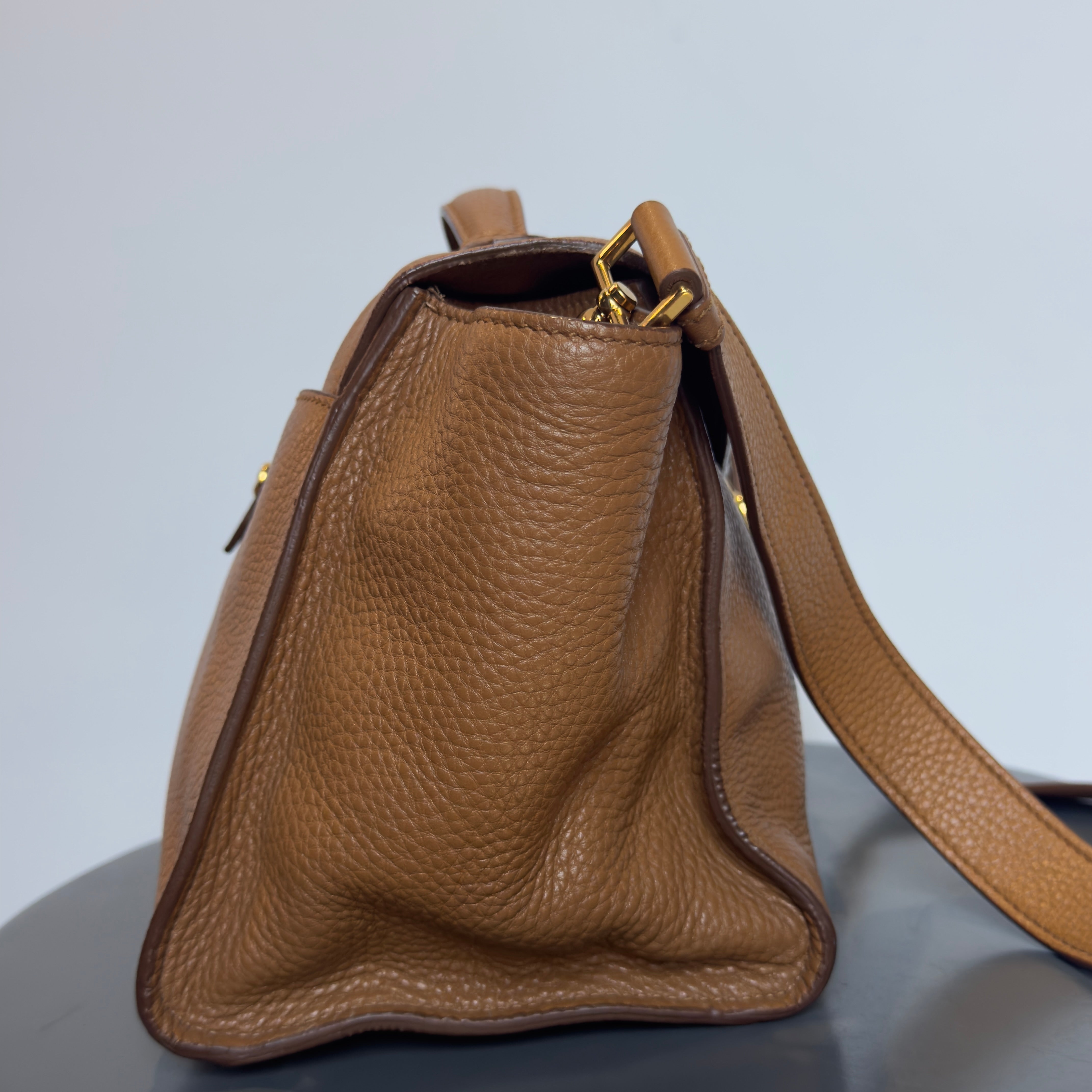 Prada Brown Leather Top Handle Bag
