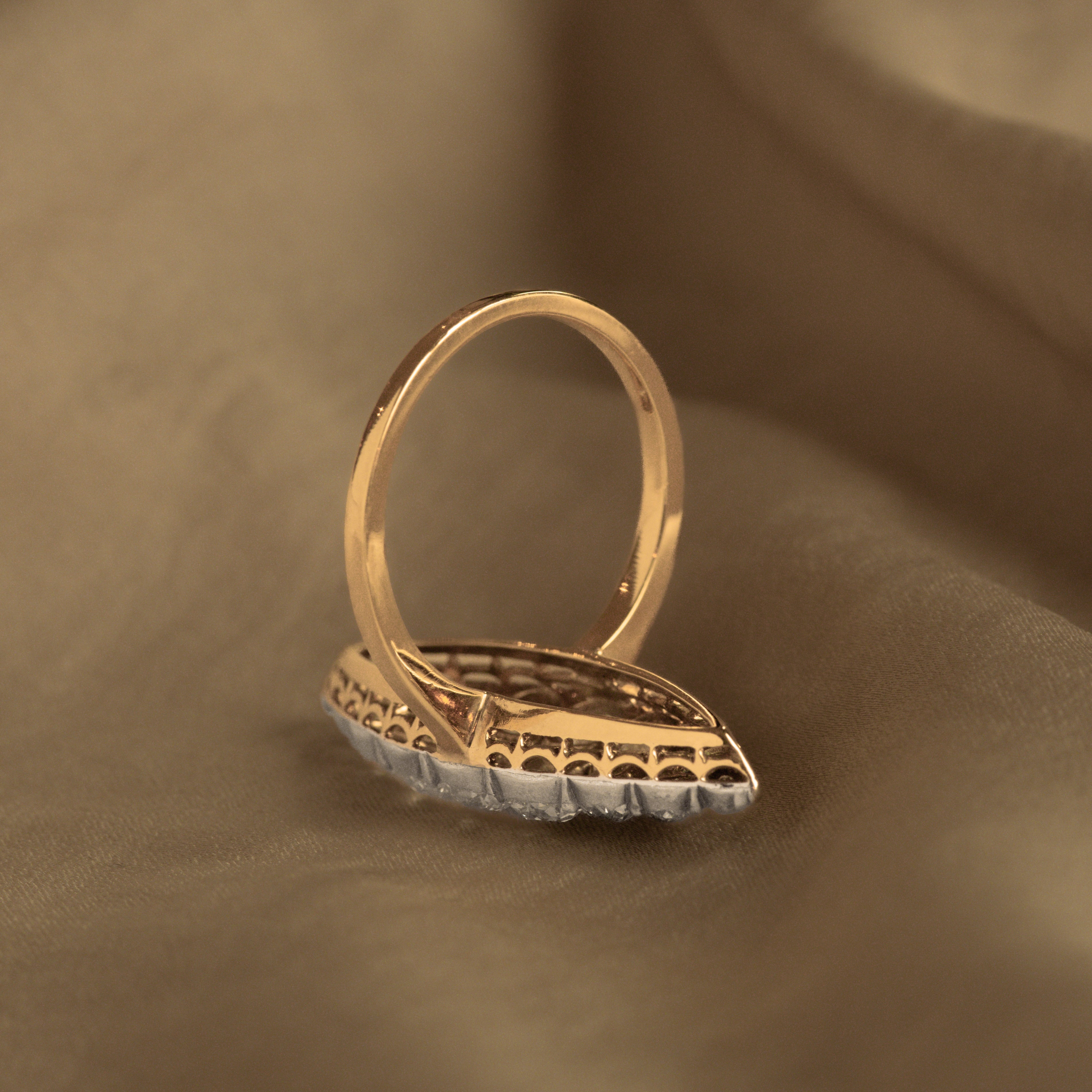 Victorian 4 Carat Total Weight Old Mine Diamond Navette Ring - Queen May