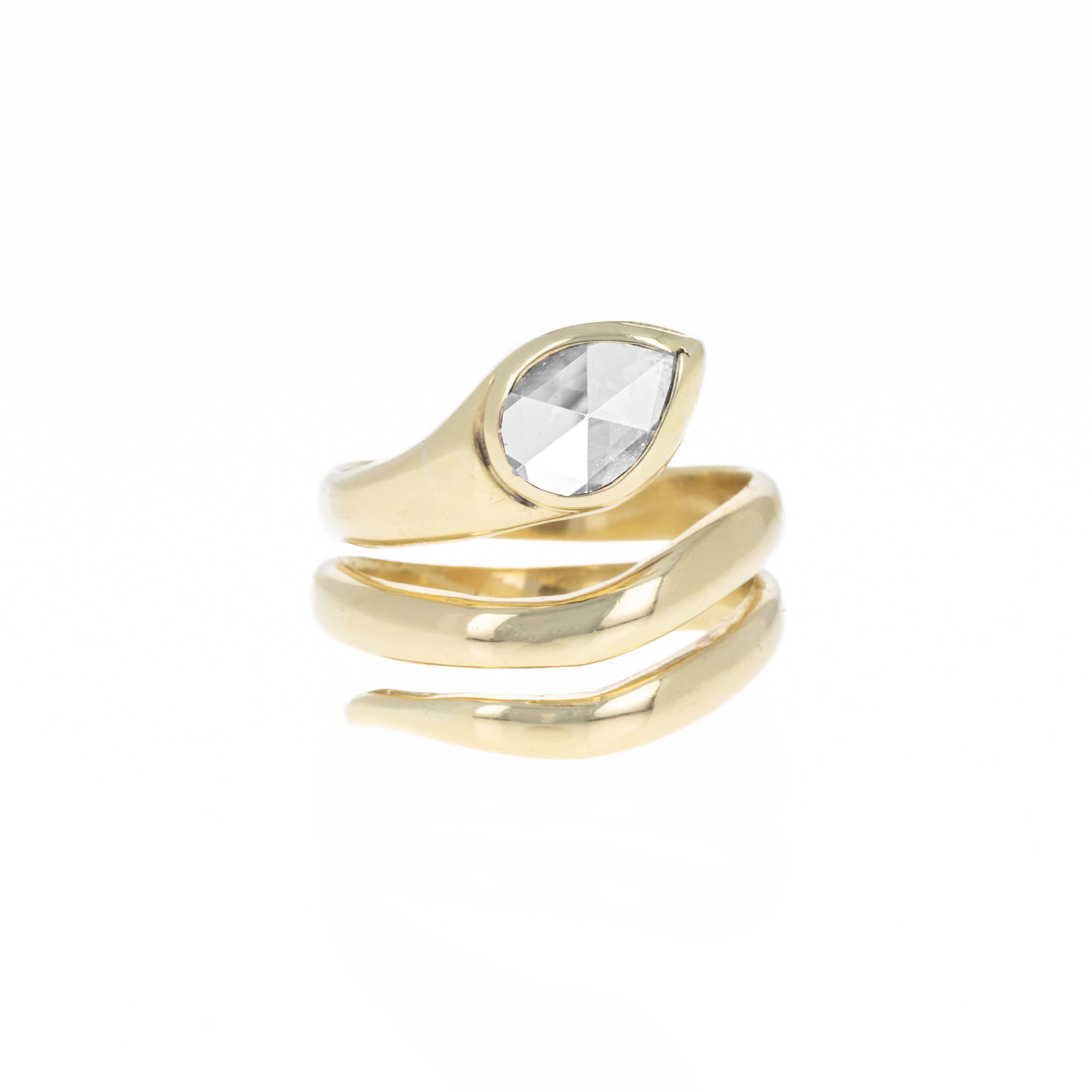 Victorian 1.15 Carat Pear Rose Cut Diamond Snake Ring - Queen May