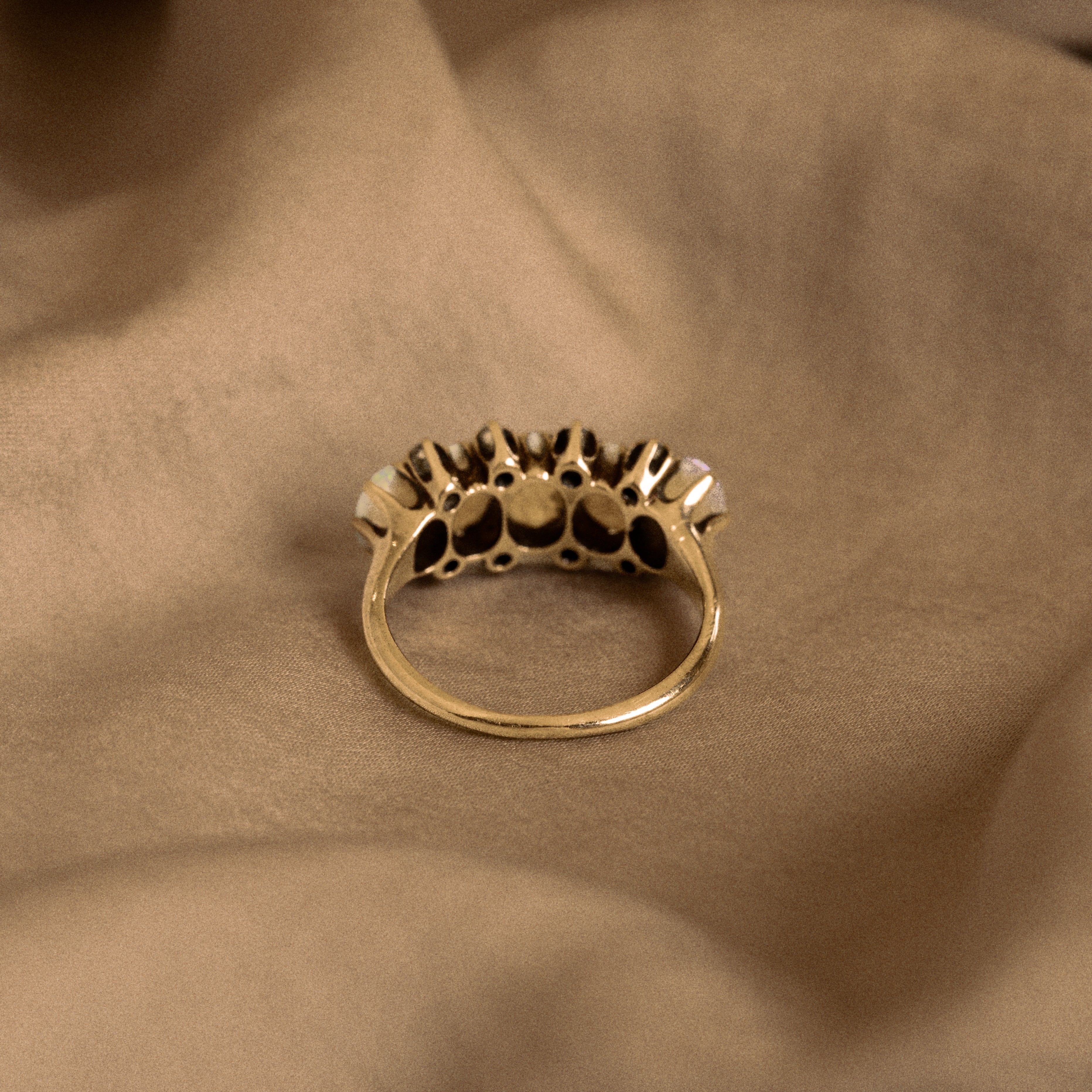 Victorian 14K Gold Opal Diamond Ring - Queen May