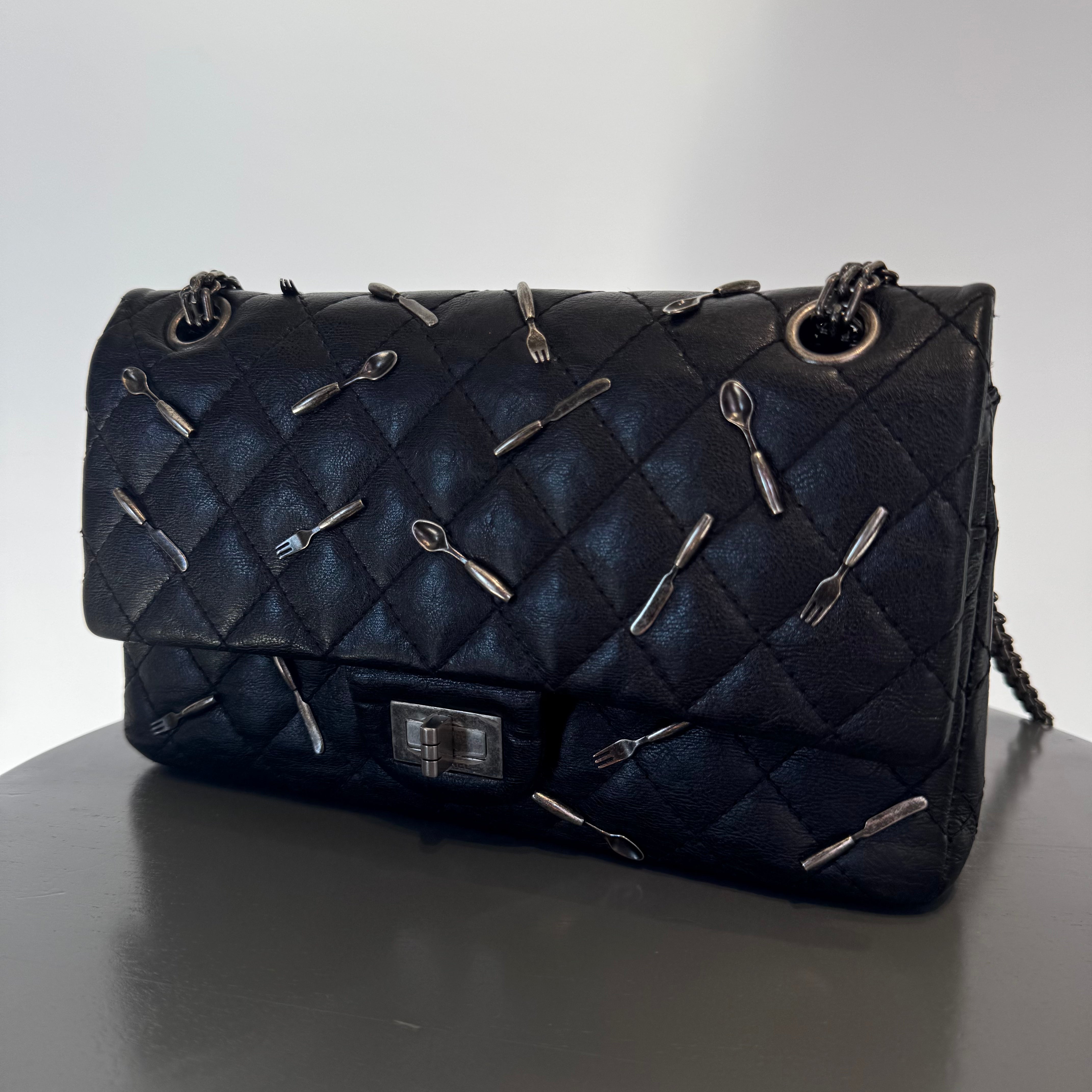 Ultra Rare Limited Edition Chanel 2015 Calfskin Brasserie Charms 2.55 Reissue Flap Bag