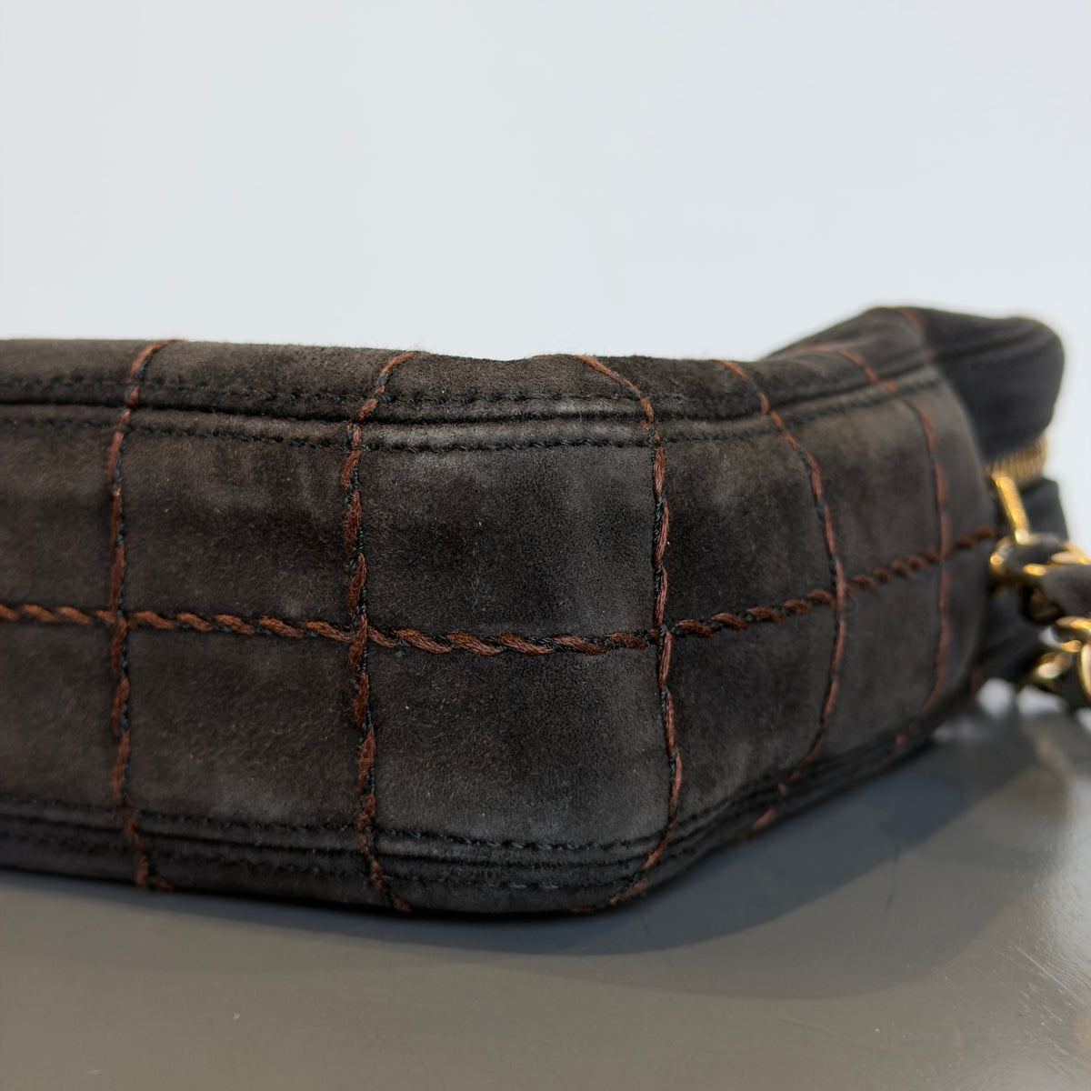 Chanel Suede Square Stitch Shoulder Bag