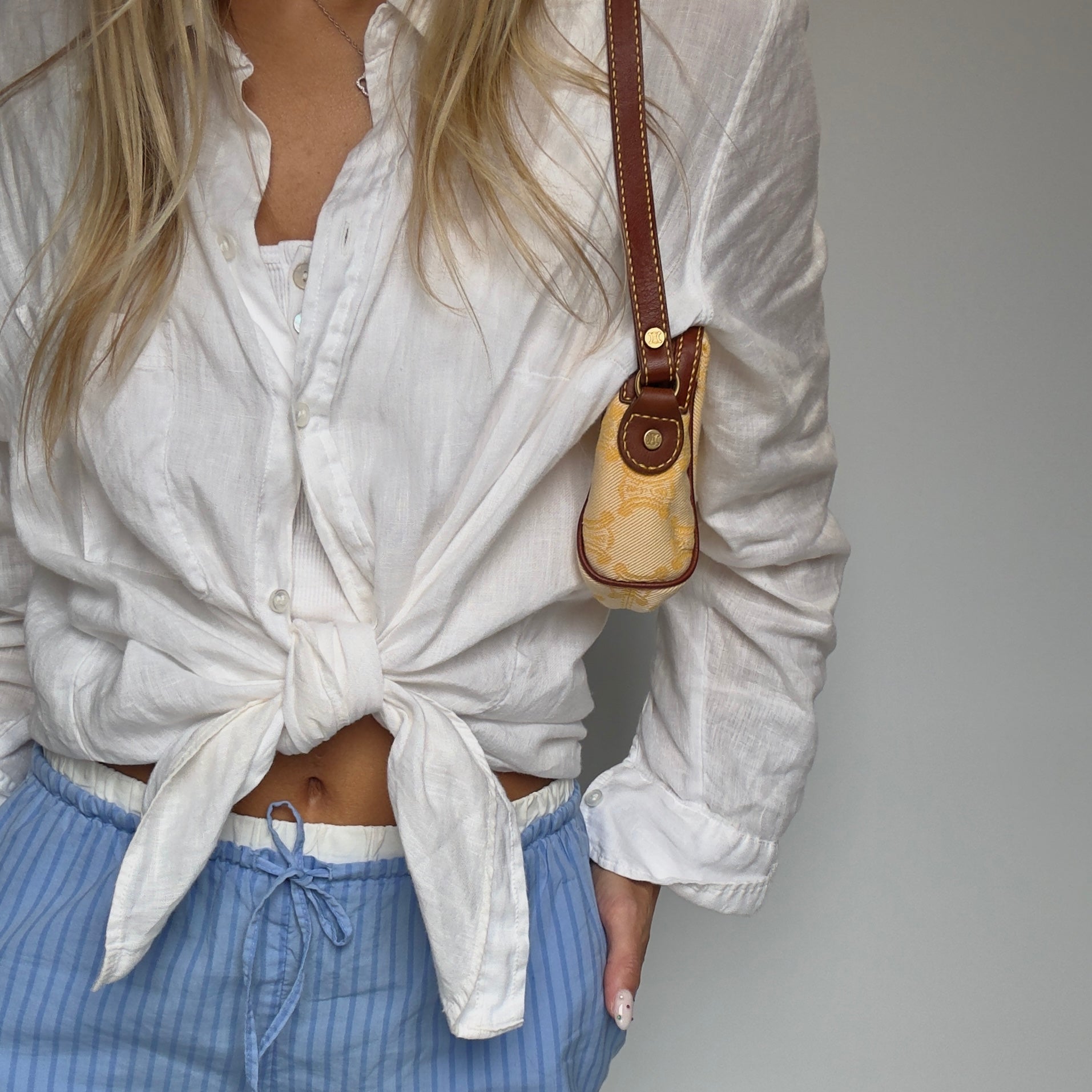Celine Butter Yellow Sac Main Toile Shoulder Bag