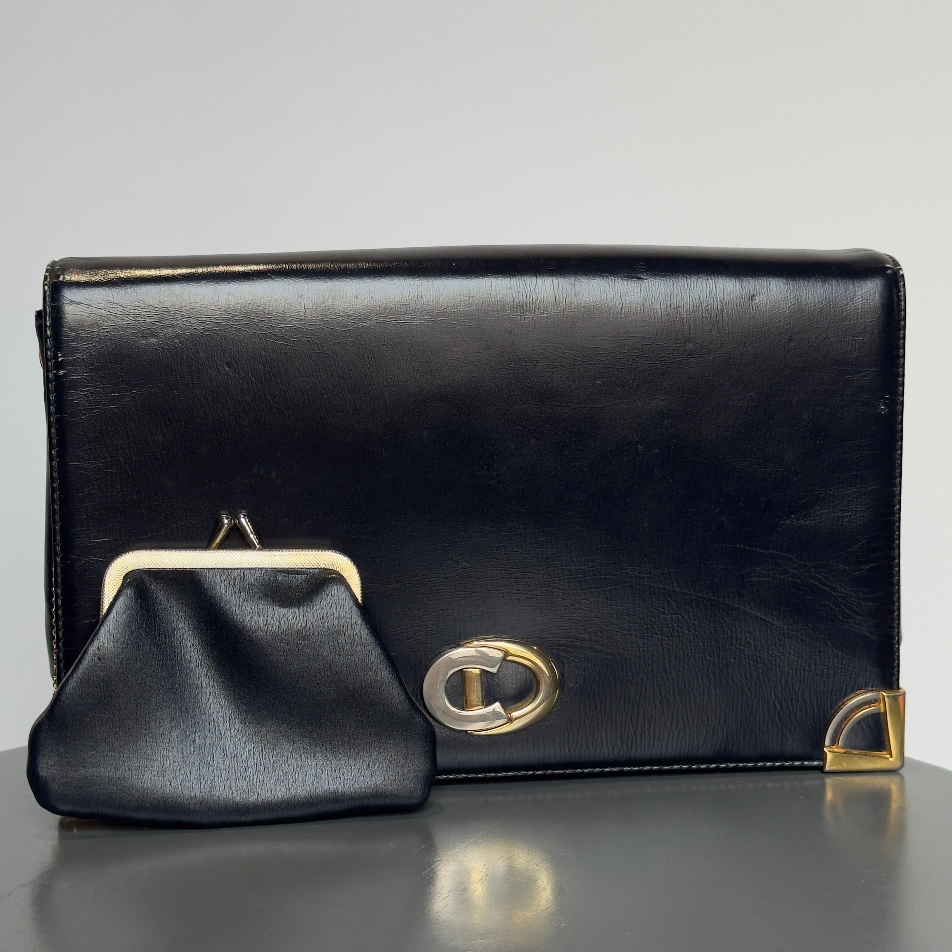 Vintage Christian Dior Box Leather Clutch Bag