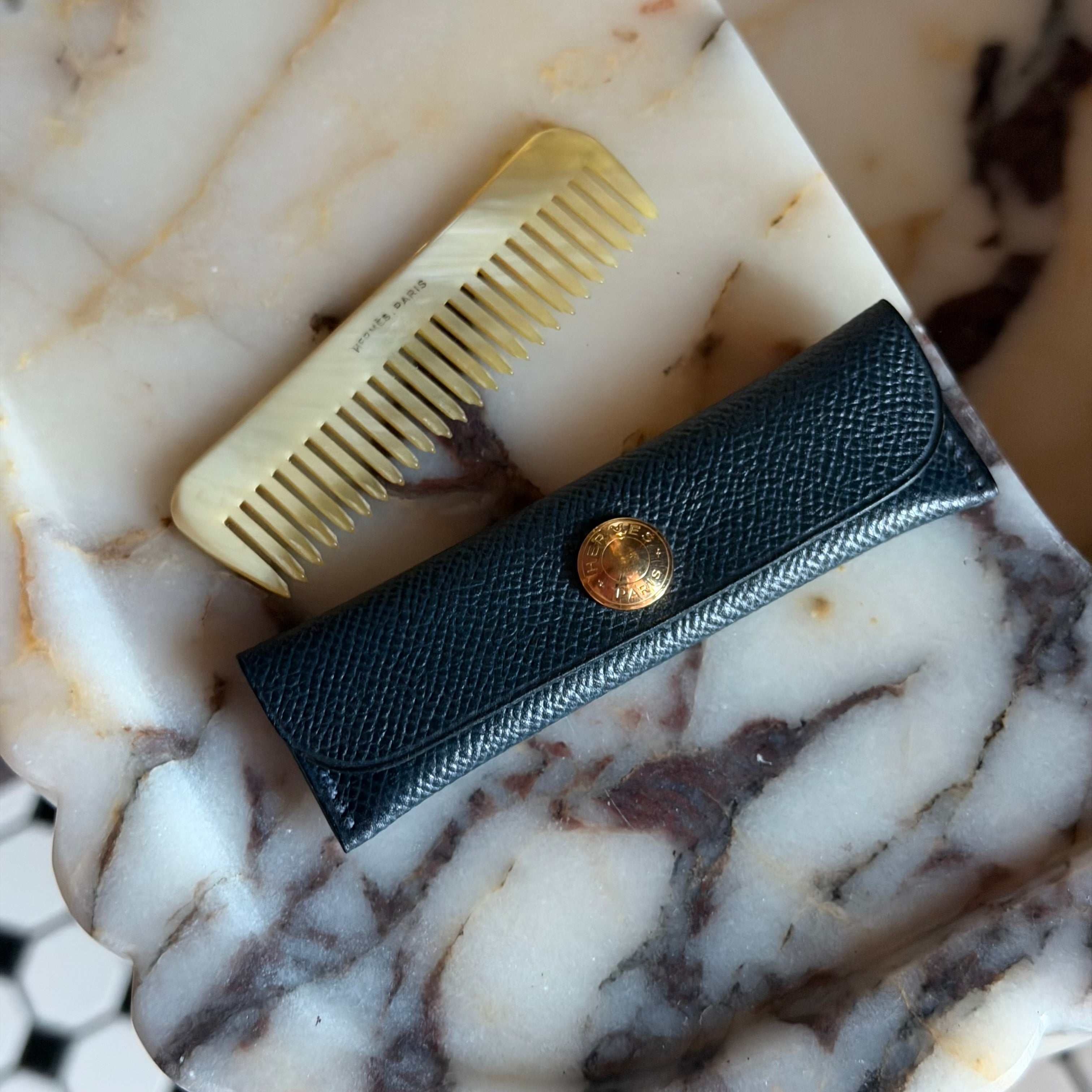 Hermes Buffalo Horn Comb and Case