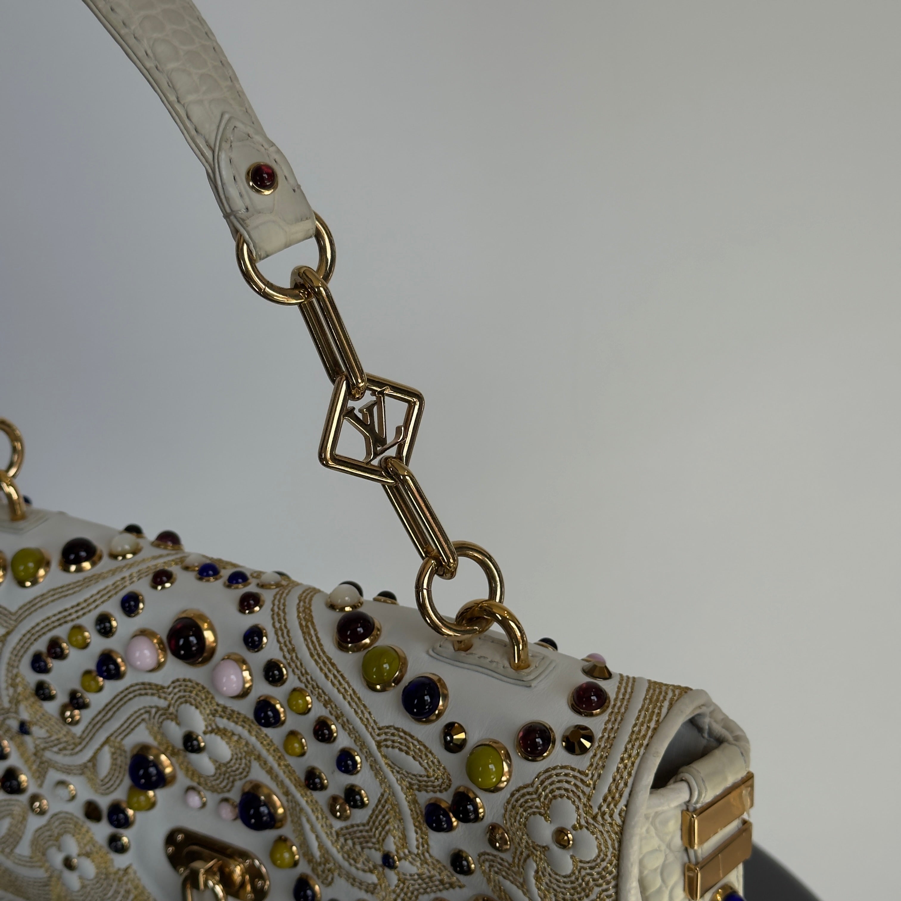 Rare Limited Edition Louis Vuitton Les Extraordinaires Tupelo 2006 Marc Jacobs Alligator, Pony Hair, Cabochon Details