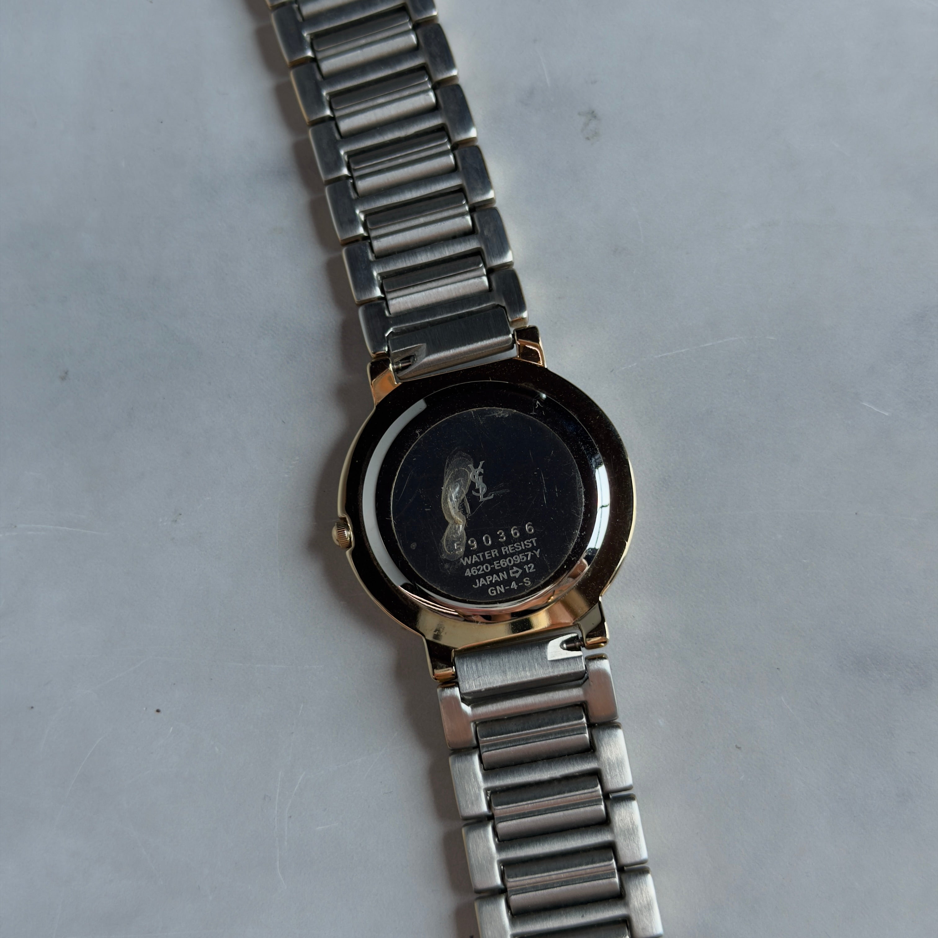 Vintage Yves Saint Laurent Black Dial Two Tone Watch