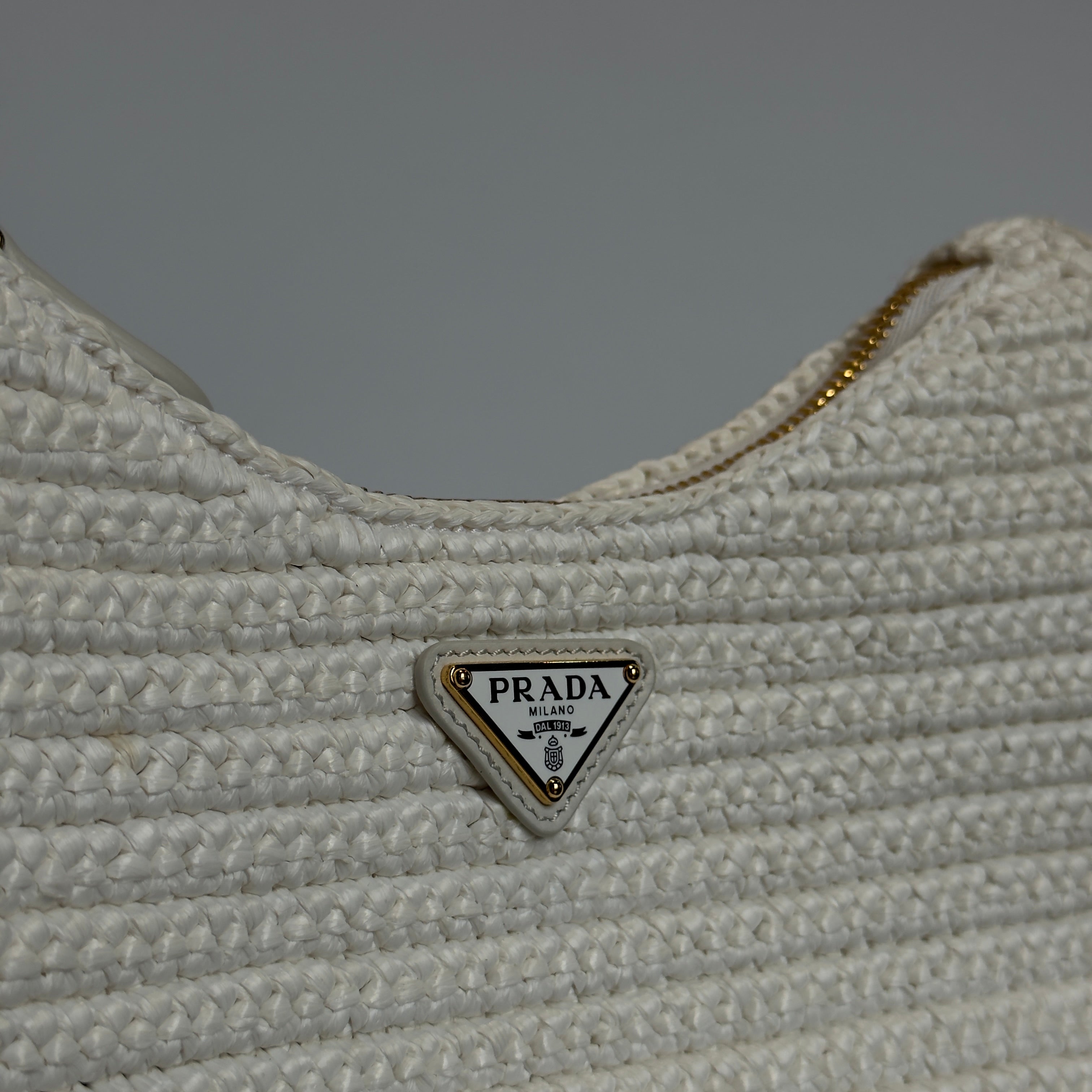 Prada Saffiano White Raffia