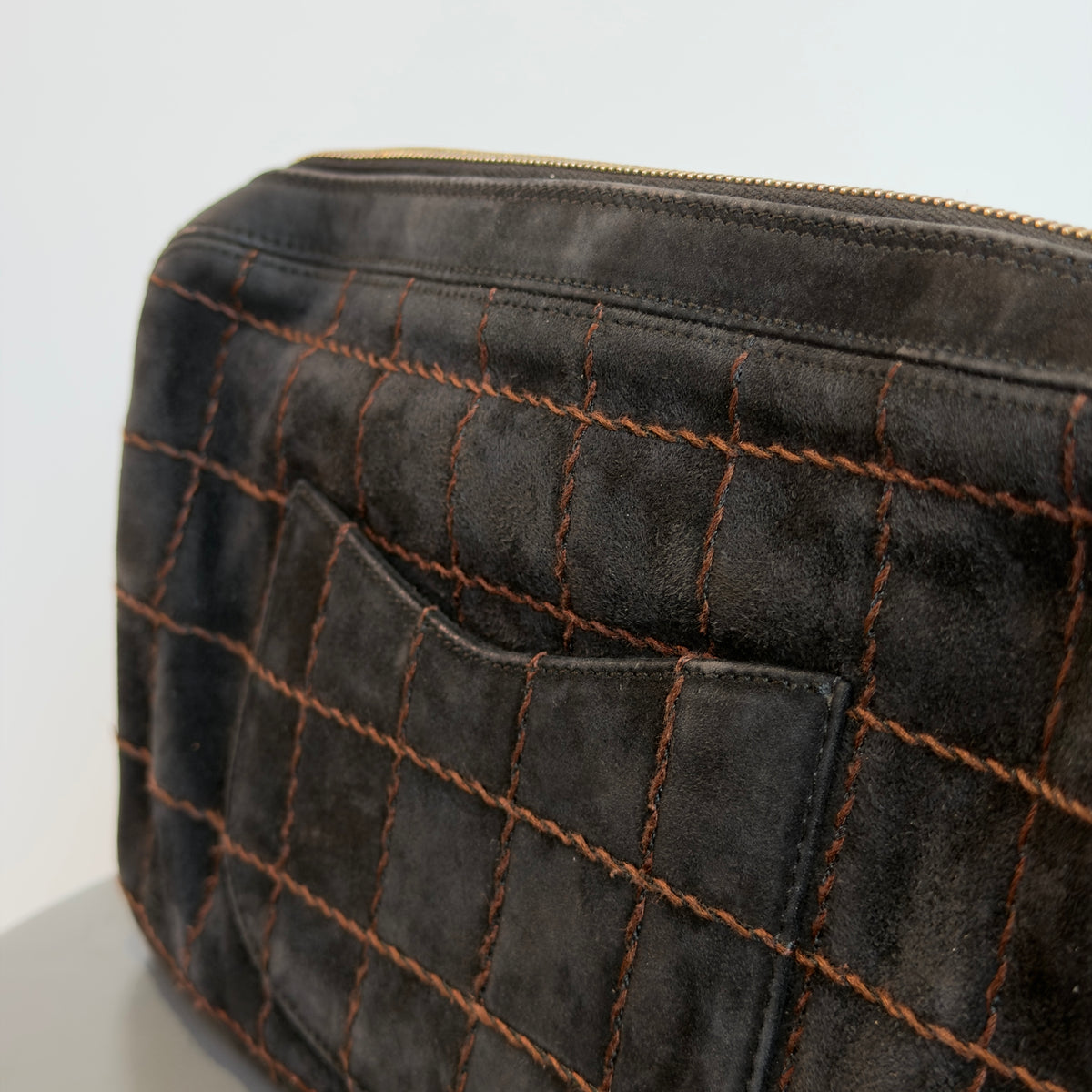 Chanel Suede Square Stitch Shoulder Bag