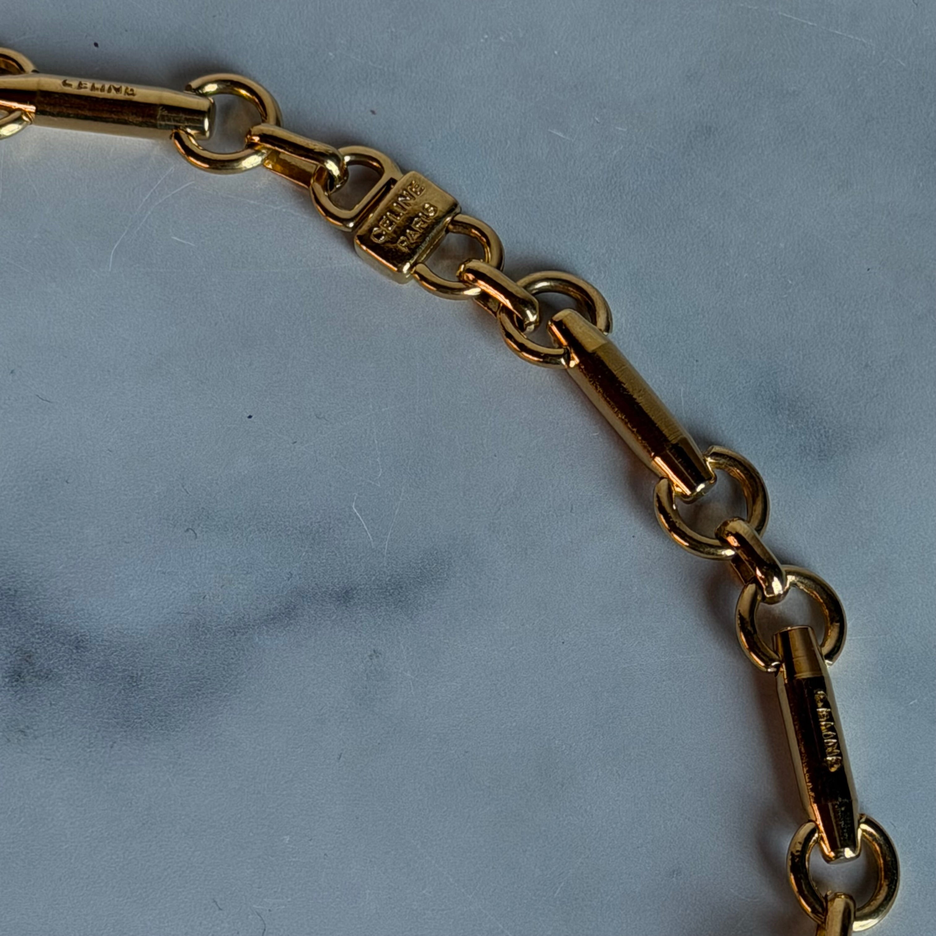 Vintage Celine Horsebit Gold Plated Necklace