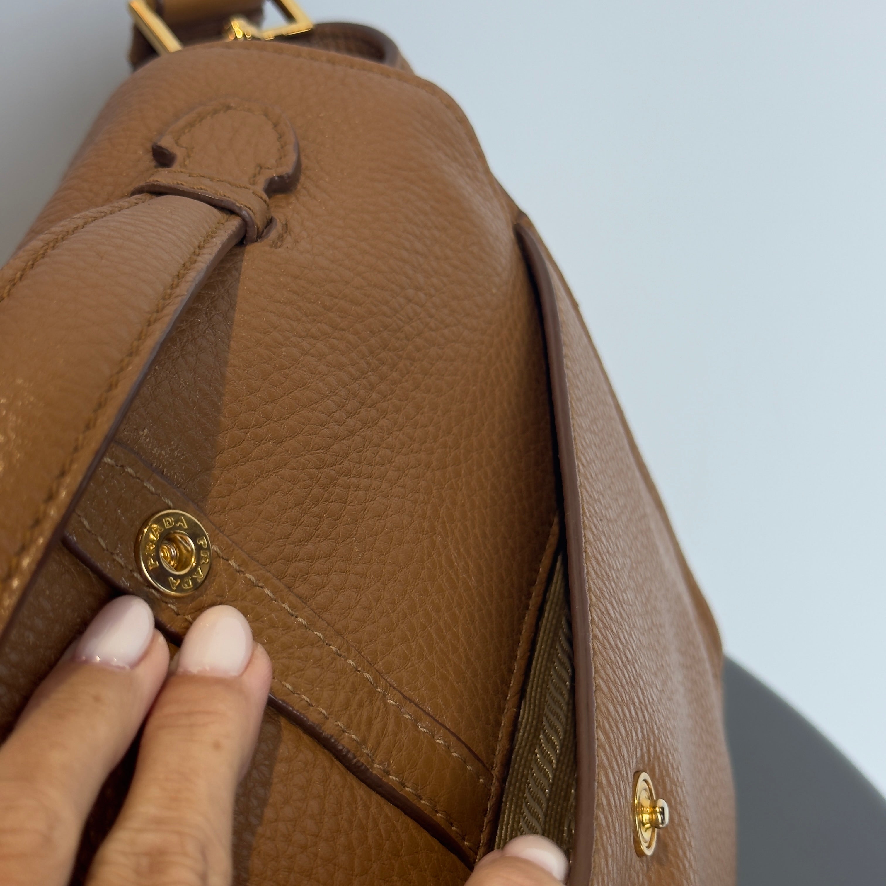 Prada Brown Leather Top Handle Bag