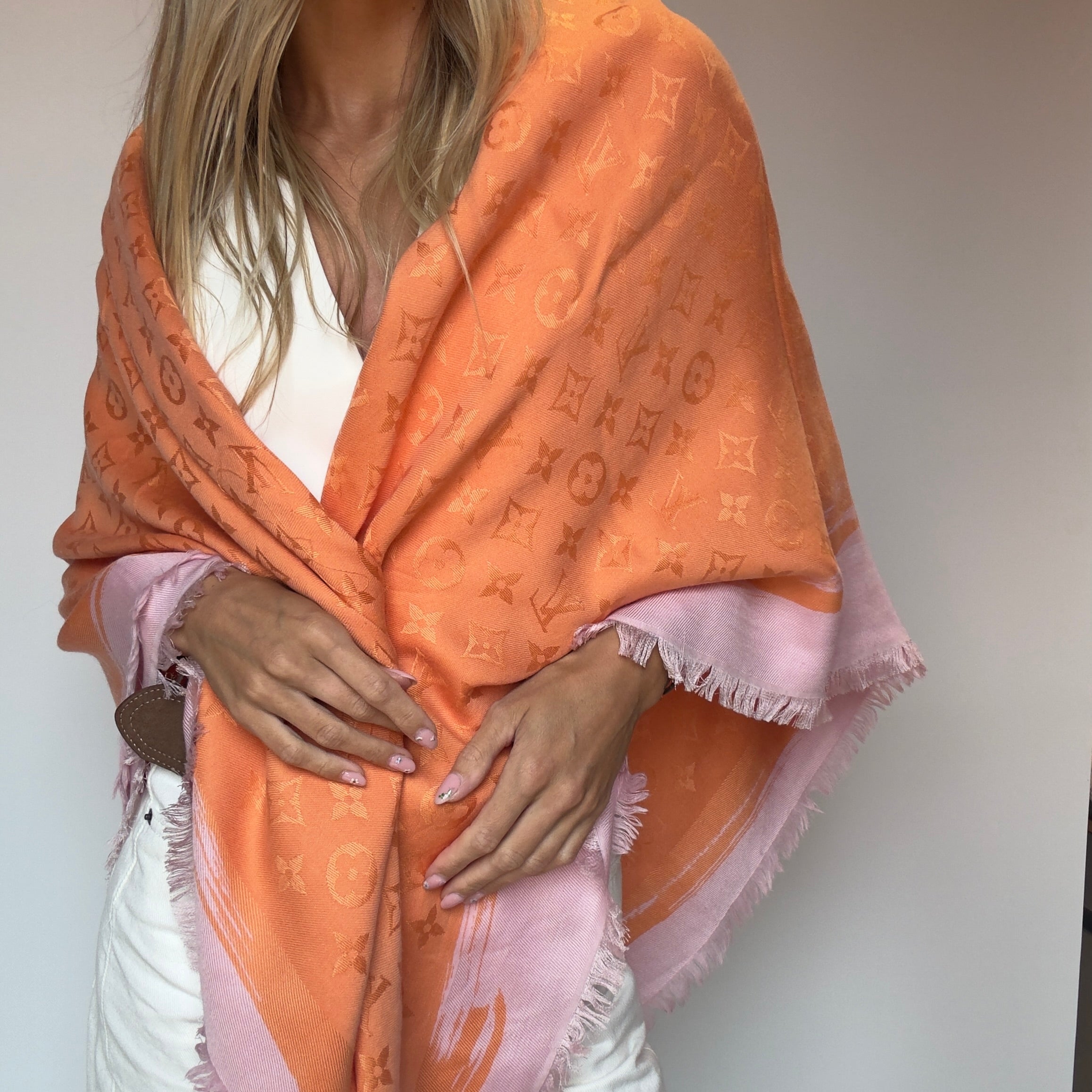 Louis Vuitton Orange and Pink Shawl