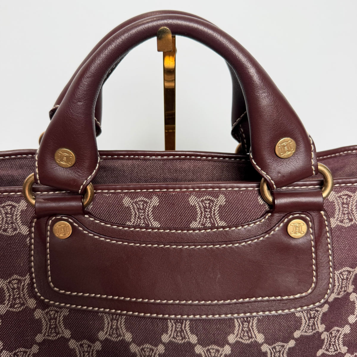 Celine Boogie Bag Triomphe Burgundy Denim - Queen May