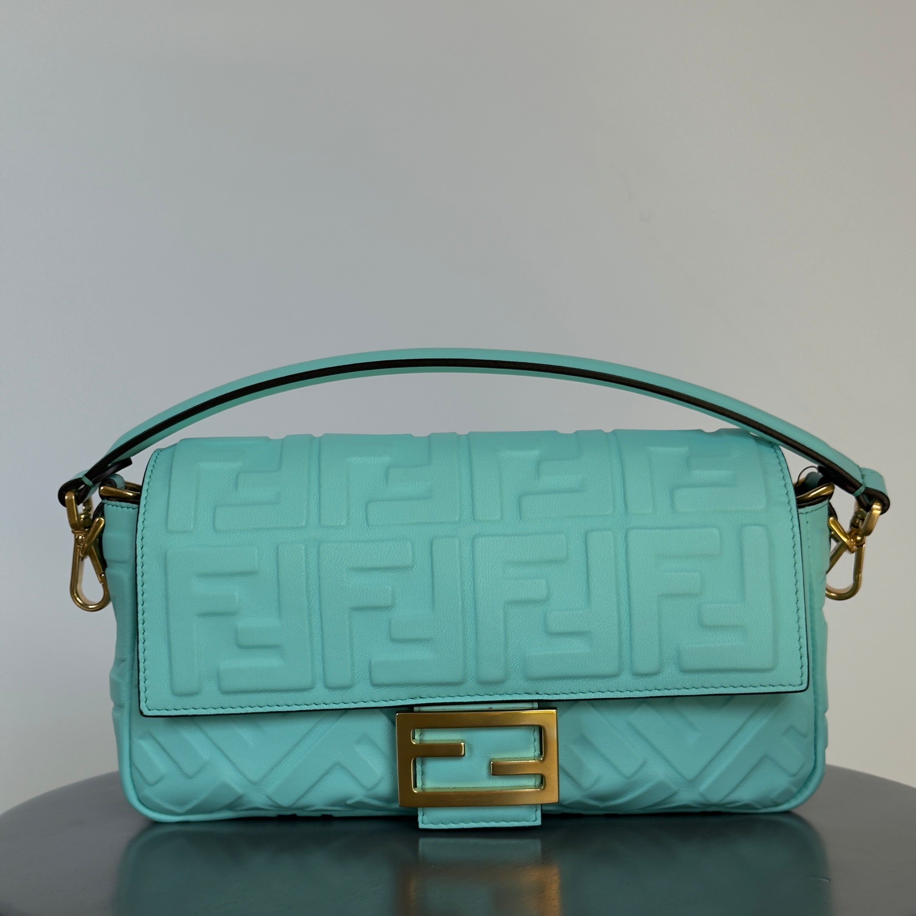 Fendi Nappa FF Embossed Large Baguette Tiffany - Queen May