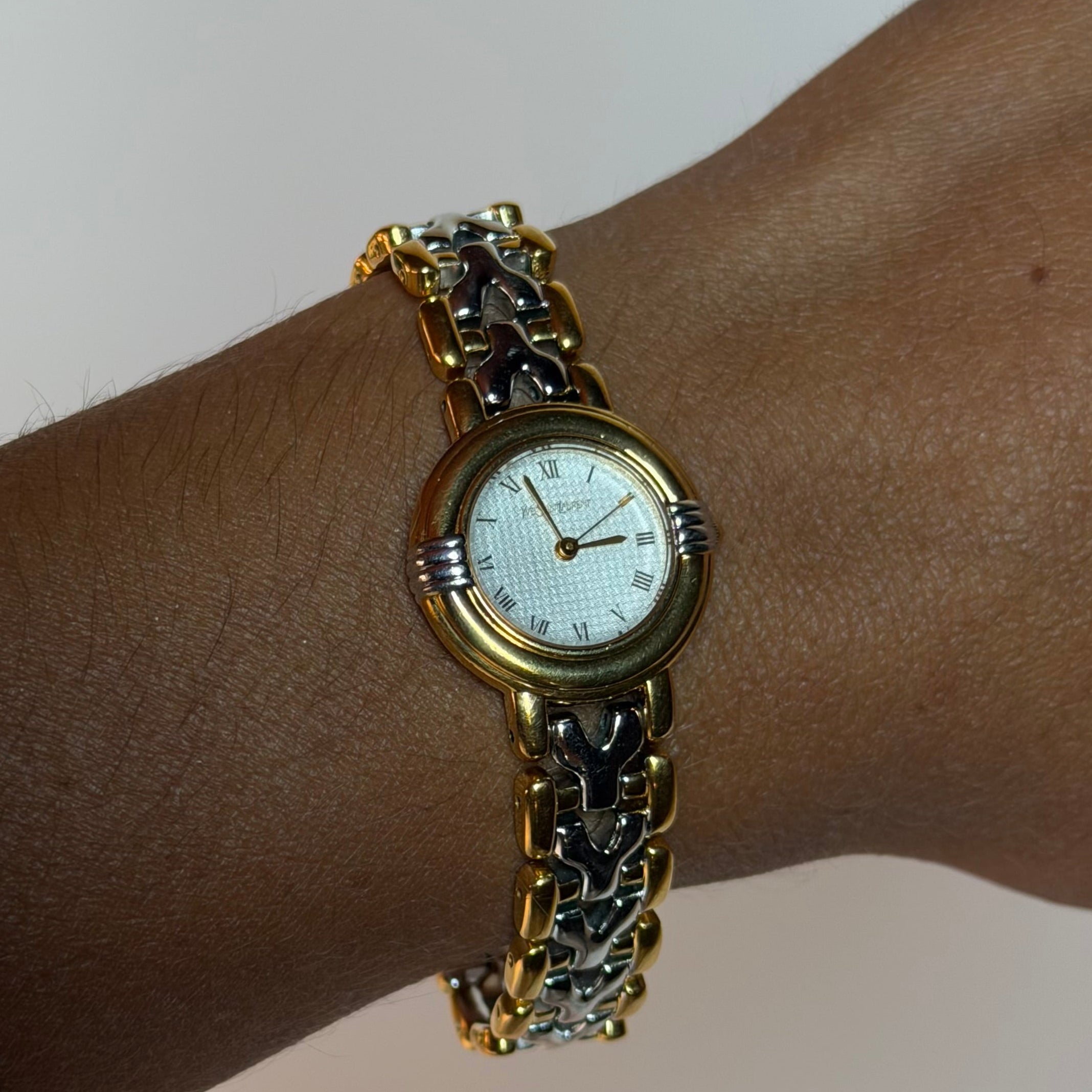 Yves Saint Laurent Two Tone Linen Dial Ladies Watch