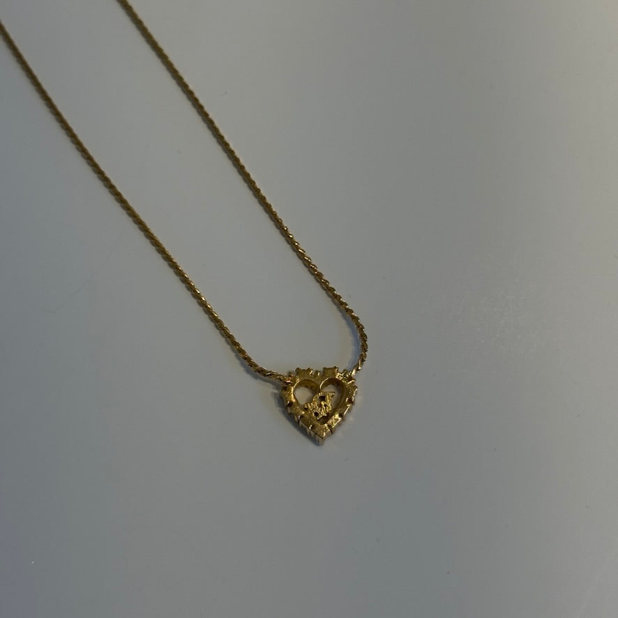 Christian Dior Heart Rhinestone Logo Necklace - Queen May