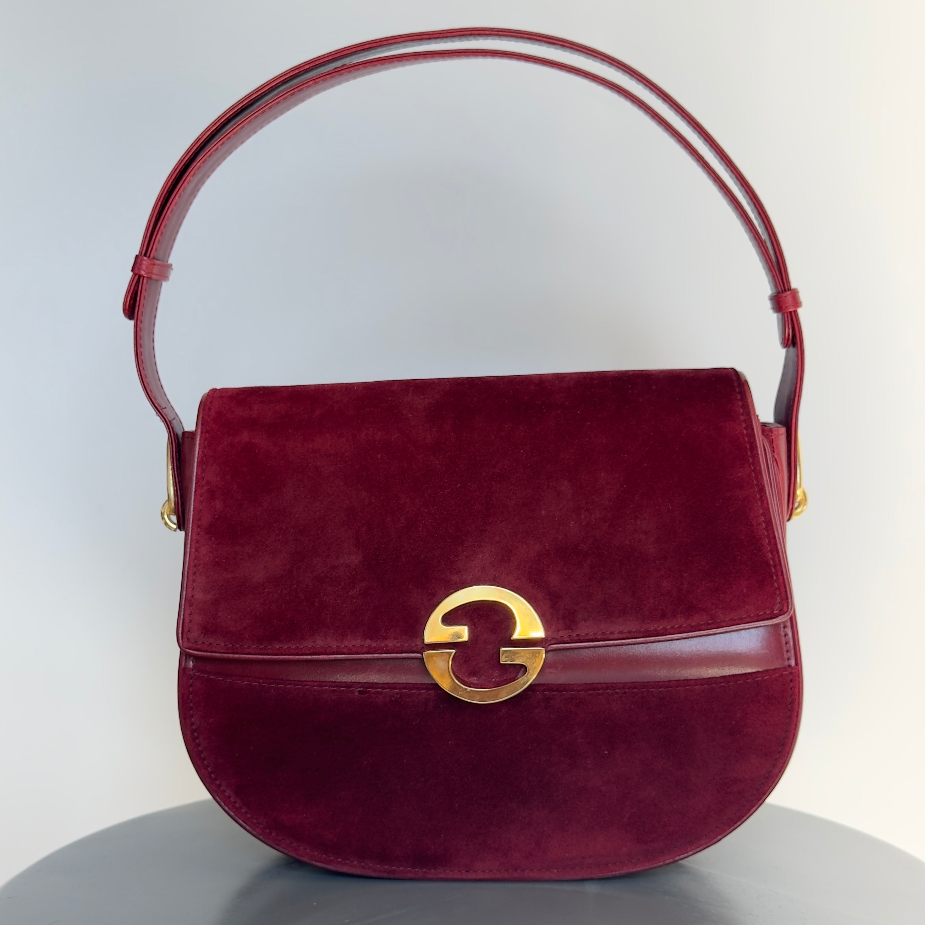 Ultra Rare Vintage Gucci Maroon Suede Bag Circa 1970s - Queen May