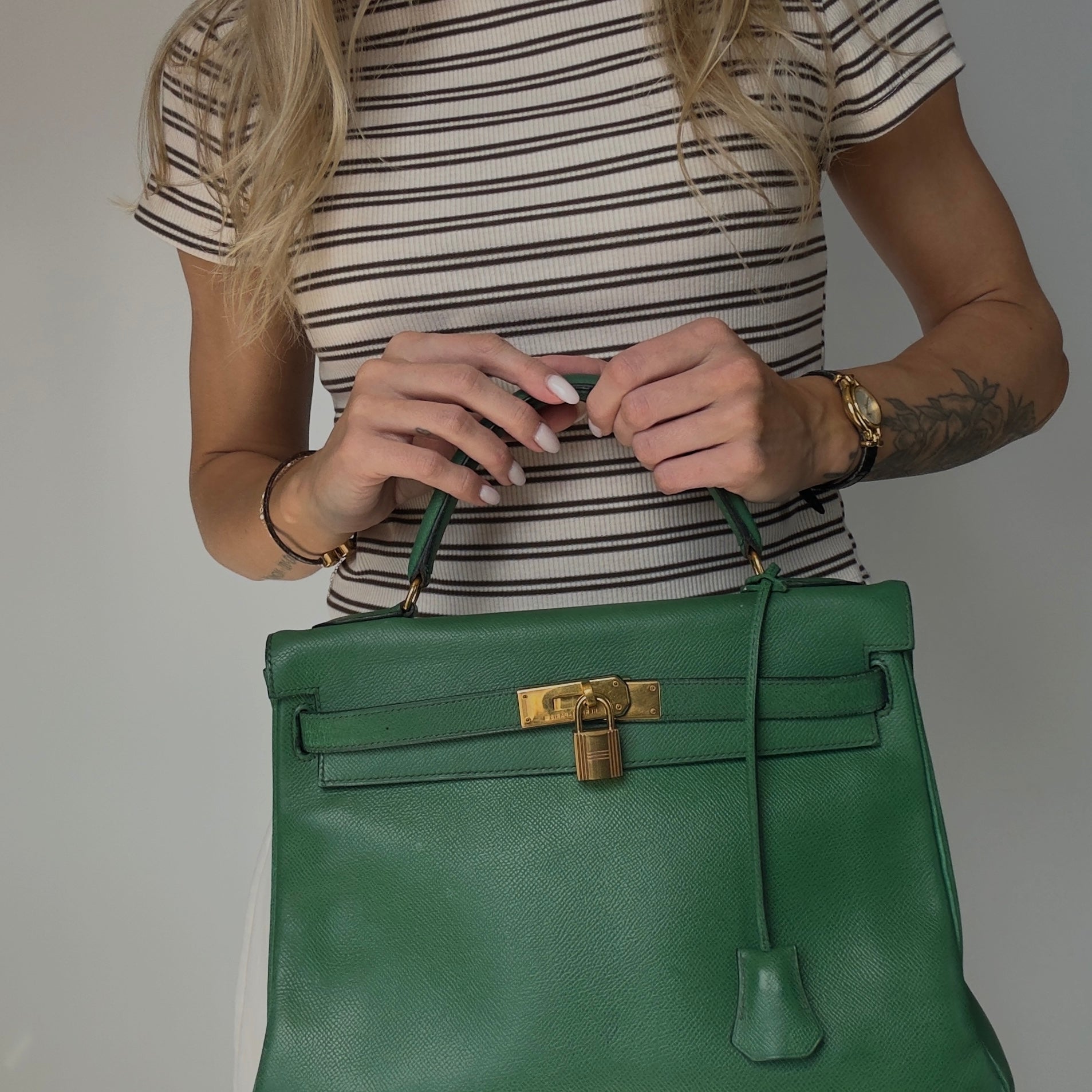 Vintage Hermes Kelly 32 Courchevel Leather 1994 - Queen May