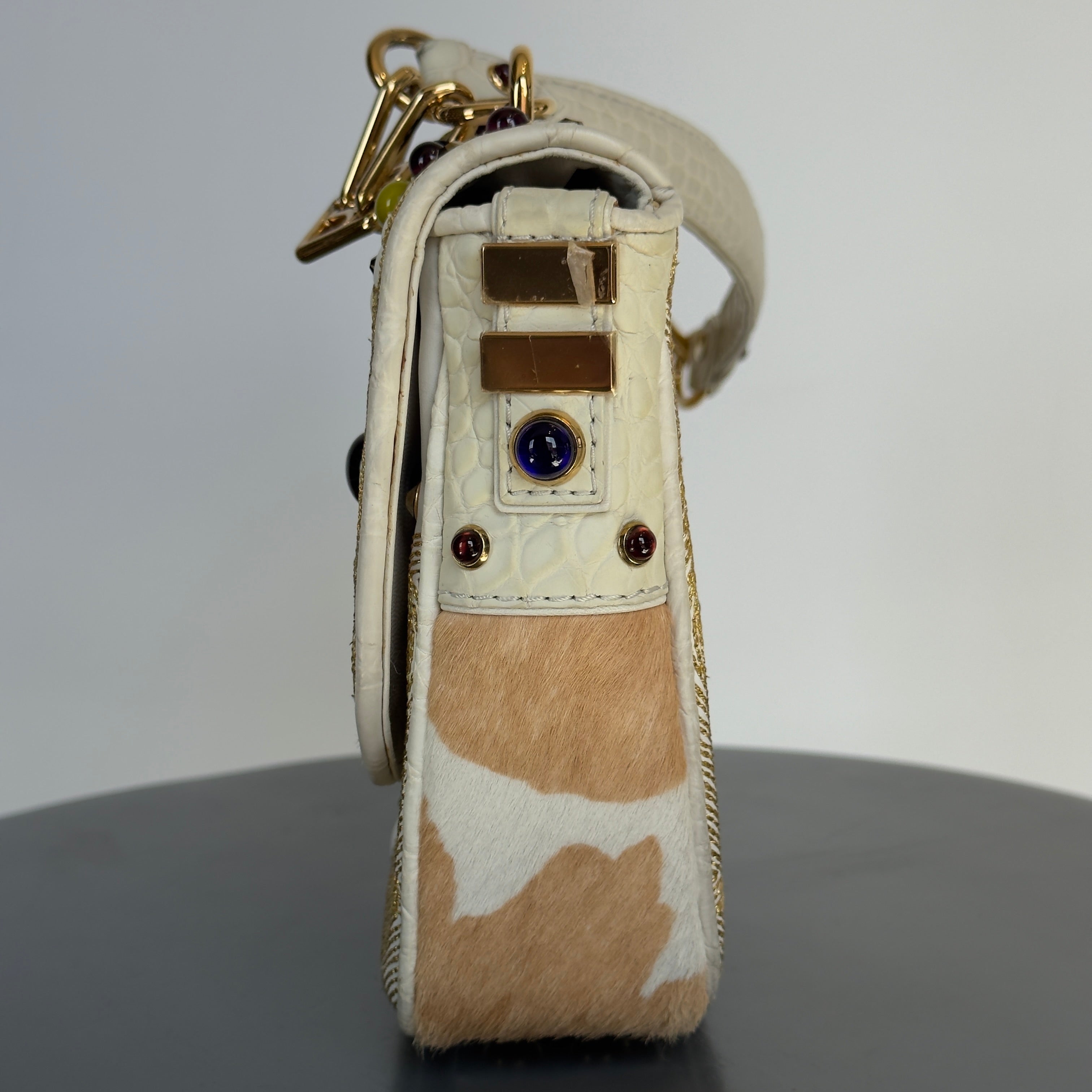 Rare Limited Edition Louis Vuitton Les Extraordinaires Tupelo 2006 Marc Jacobs Alligator, Pony Hair, Cabochon Details