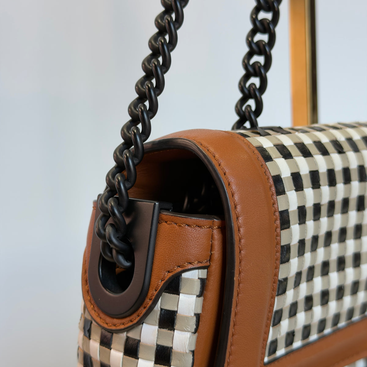 Fendi Baguette Vichy Interlaced Leather Bag