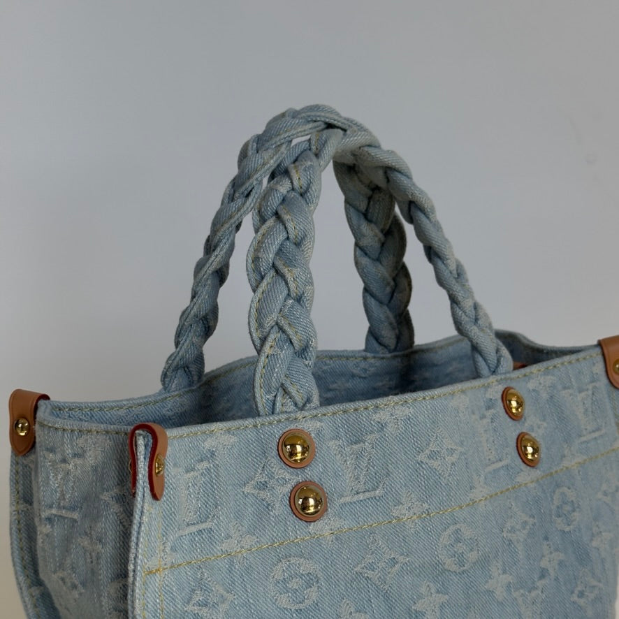 Louis Vuitton Monogram Washed Denim Let Go PM Sky Blue - Queen May